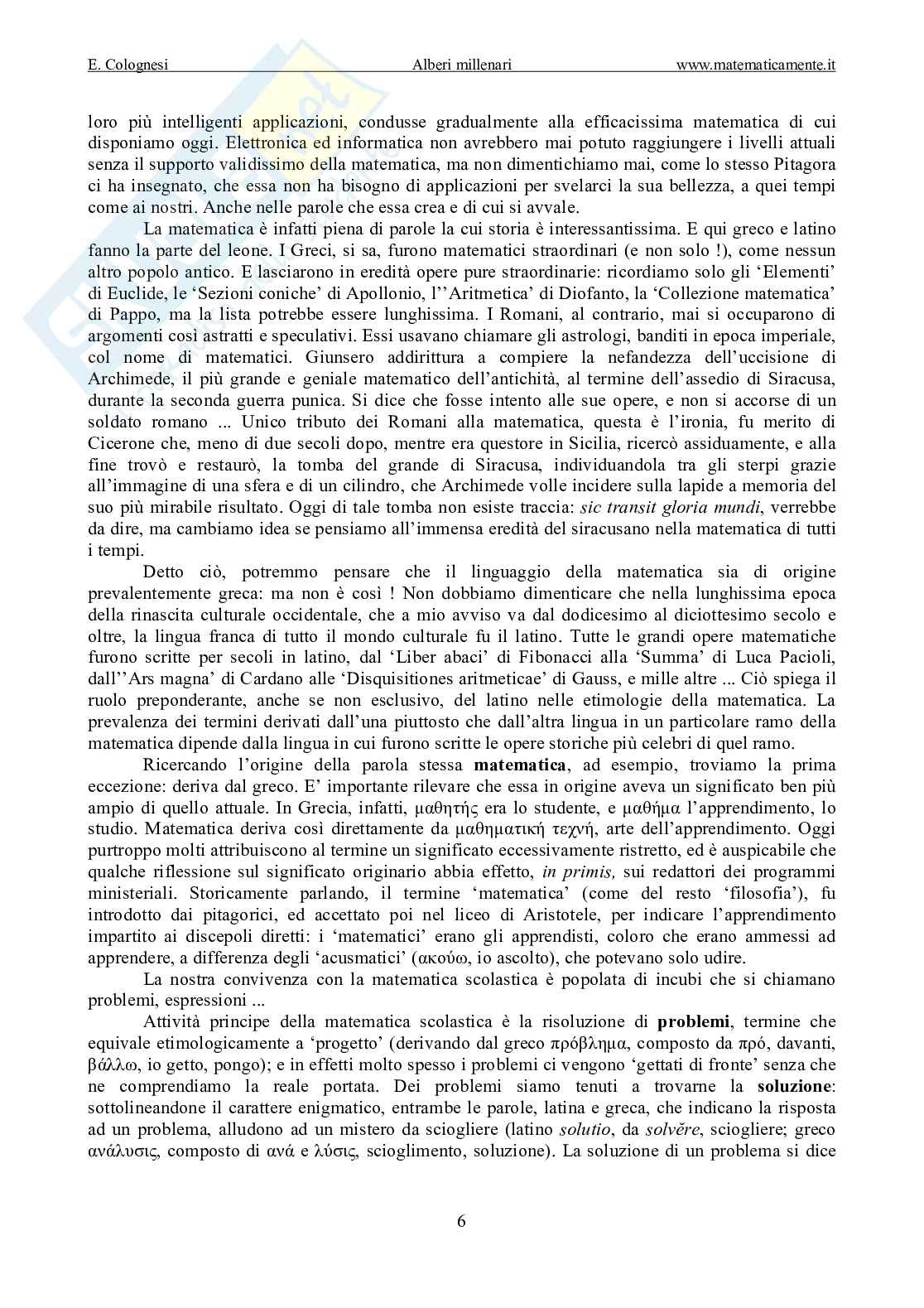Alberi millenari, alle origini delle parole della matematica Pag. 6