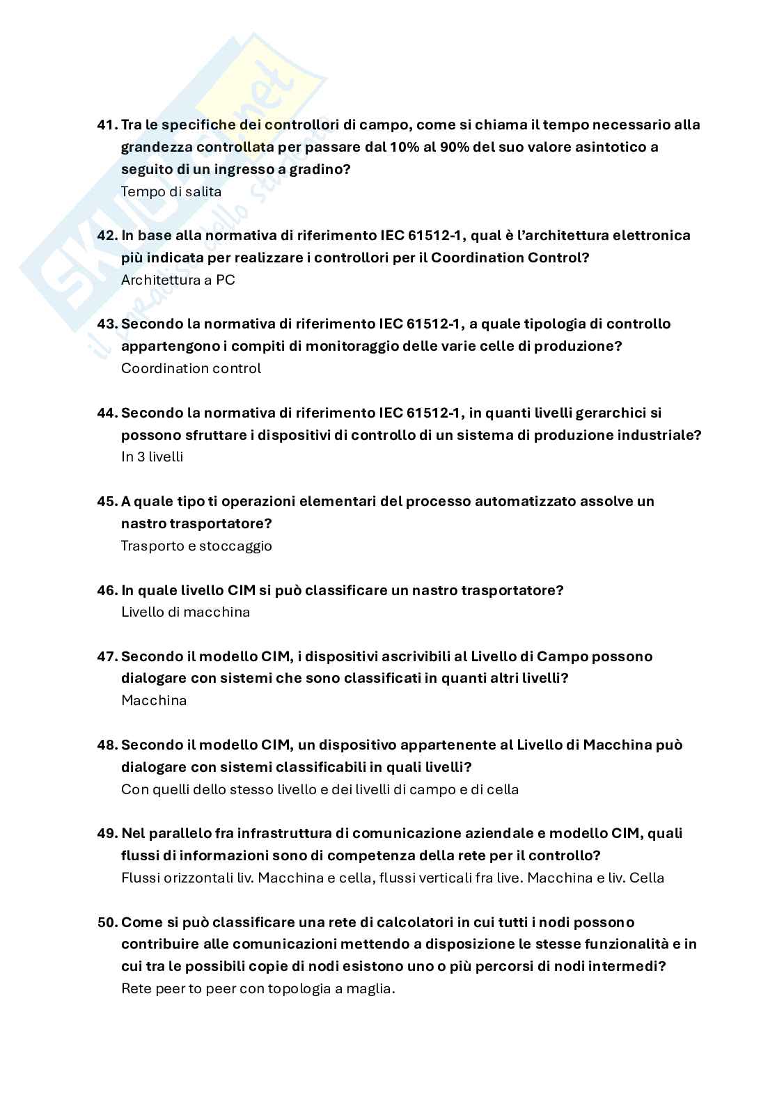 Domande a crocette esame Tecnologie per l'automazione industriale Pag. 6
