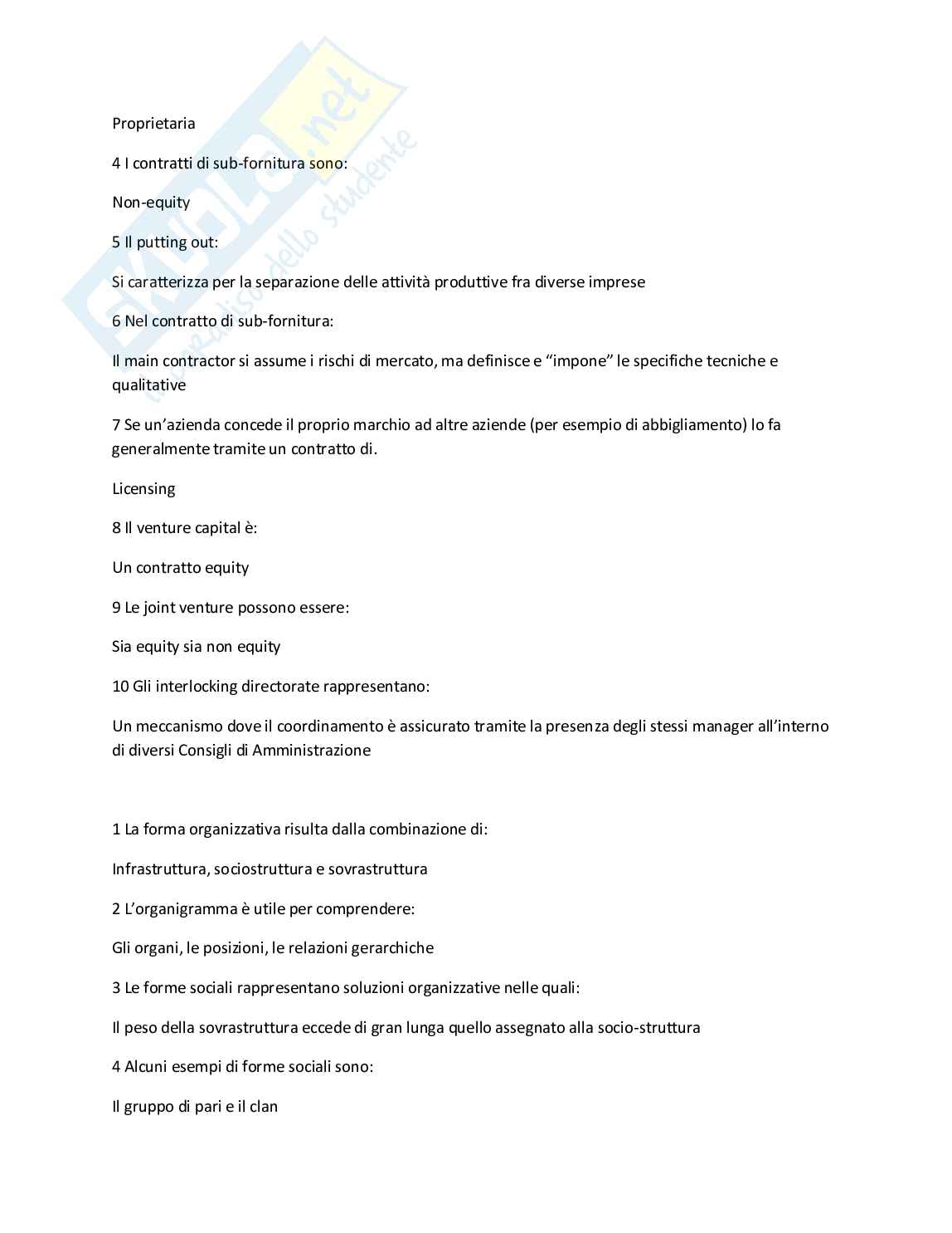 Domande e risposte organizzazione aziendale Pag. 16