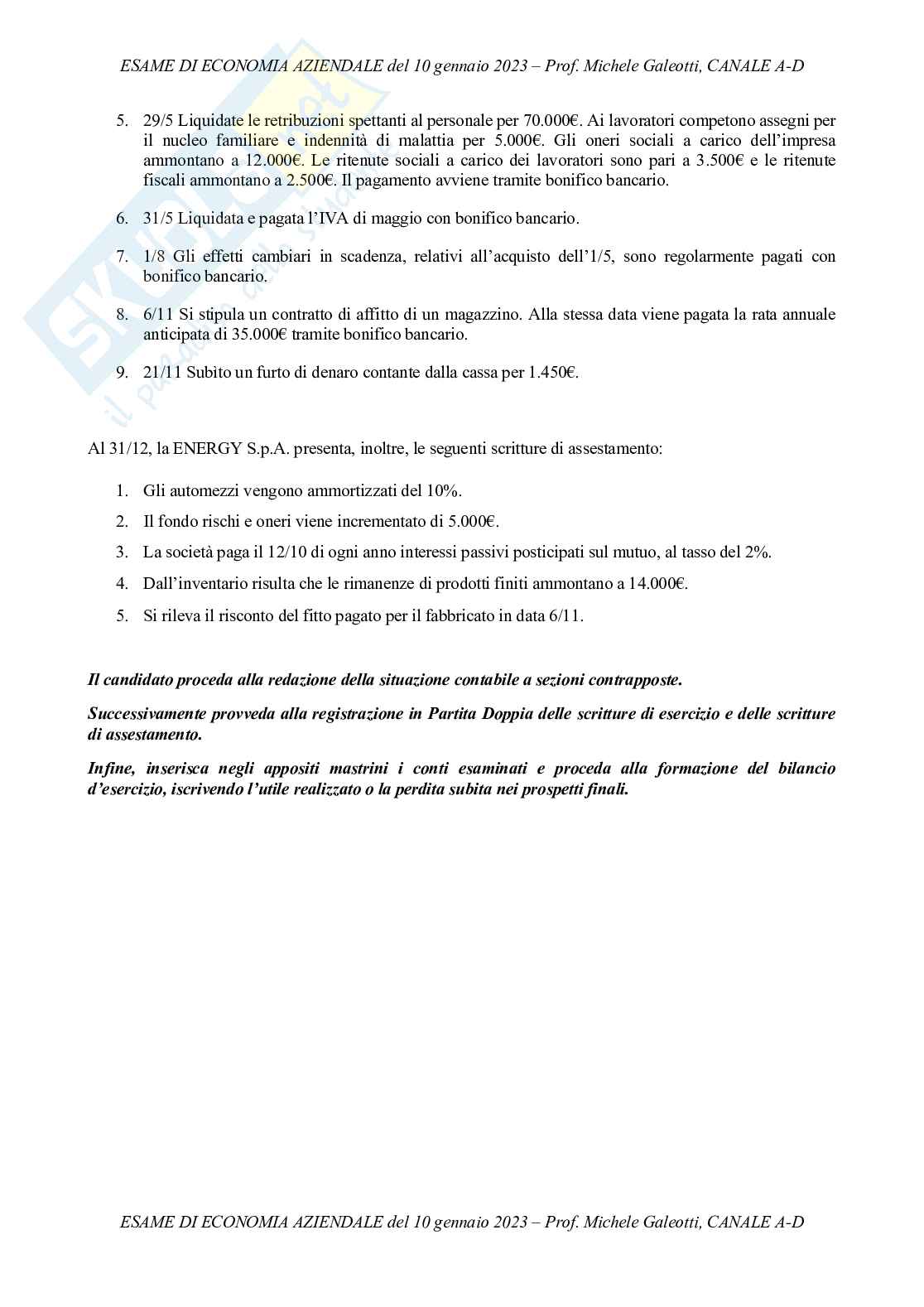 Prova d’esame svolte Economia aziendale Pag. 2