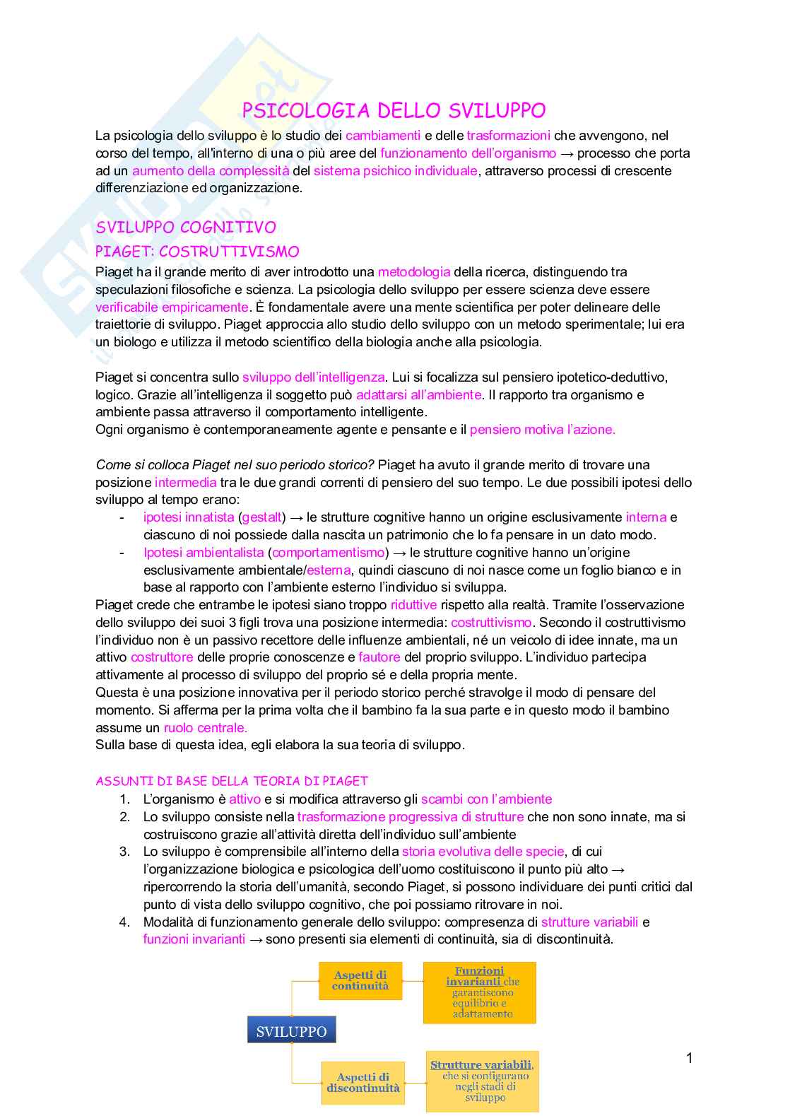 Psicologia dello sviluppo Pag. 1
