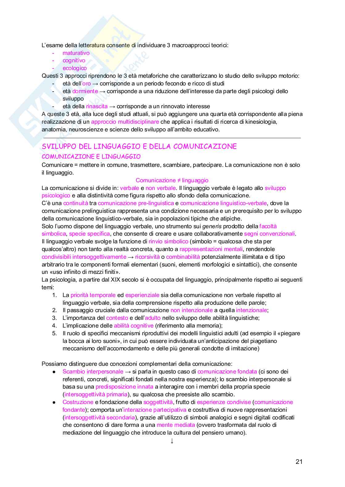 Psicologia dello sviluppo Pag. 21