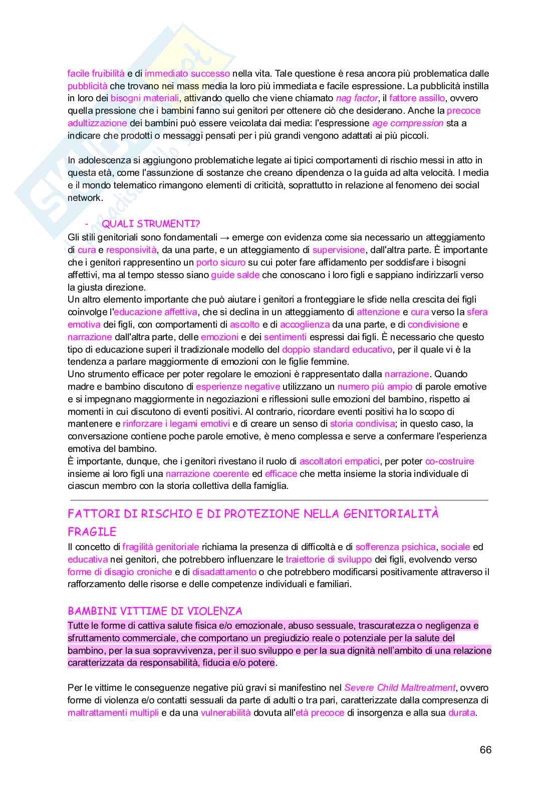 Psicologia dello sviluppo Pag. 66