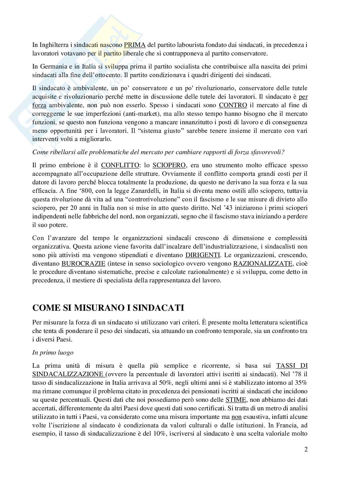 I sindacati (appunti di Sociologia delle relazioni del lavoro) - D. Carrieri Pag. 2