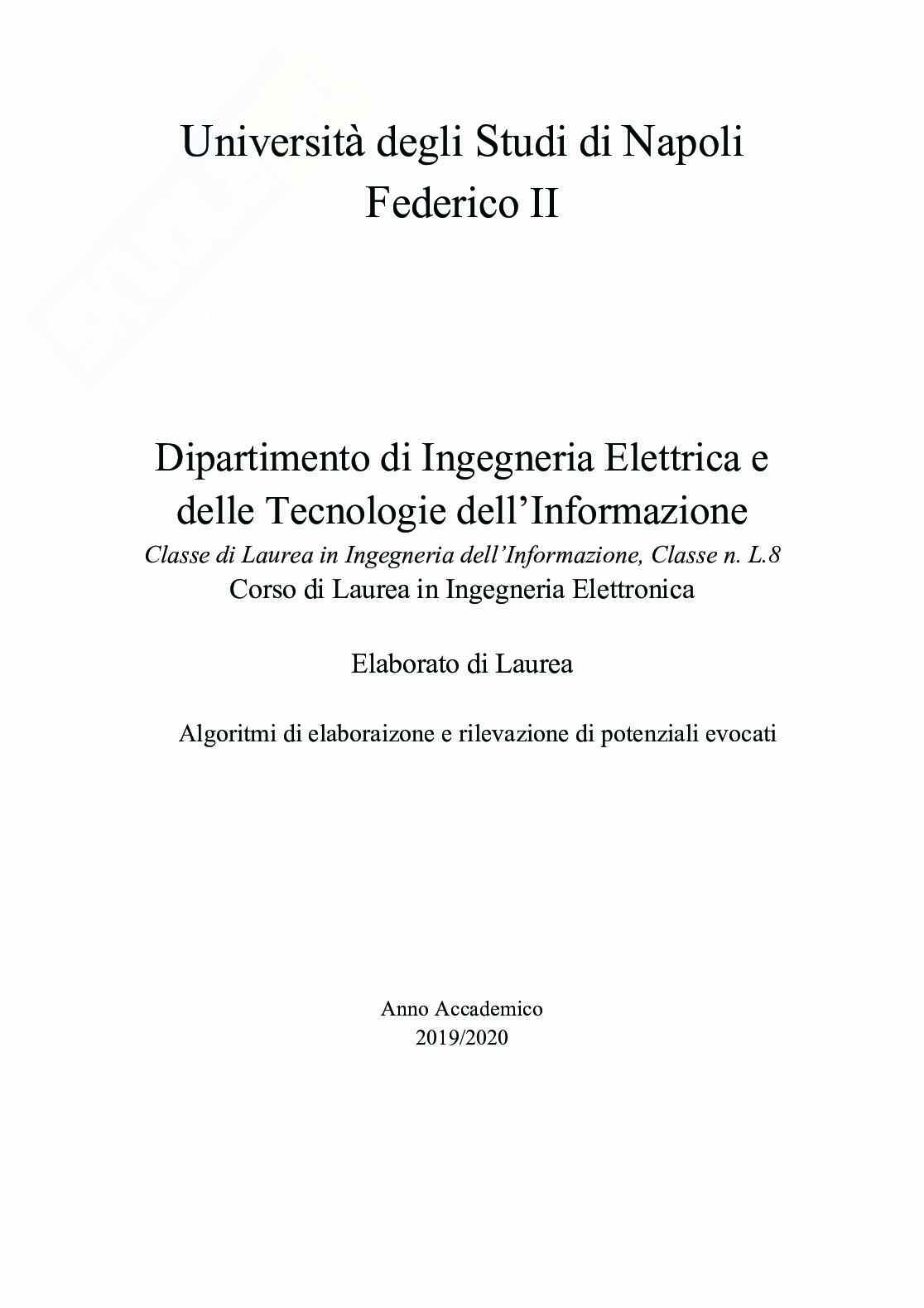 Algoritmi di elaborazione e rilevazione di potenziali evocati Pag. 1