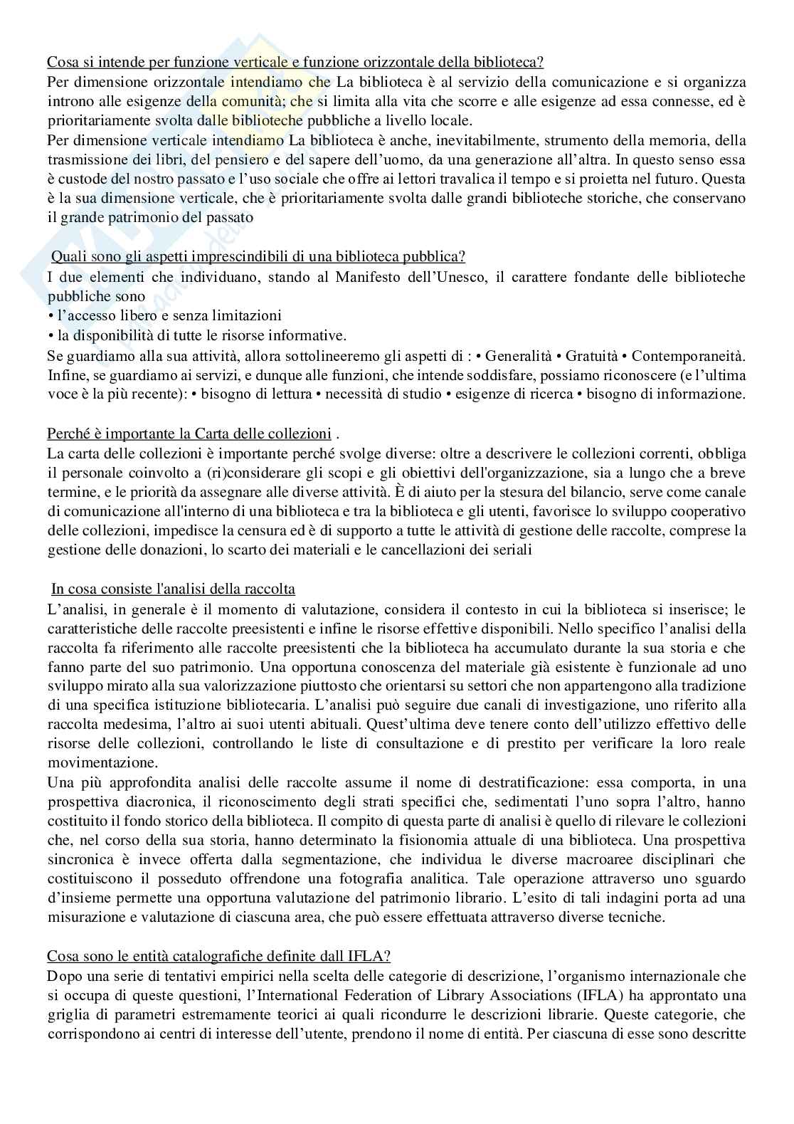 Domande aperte paniere di Gestione delle biblioteche e delle risorse digitali Pag. 2