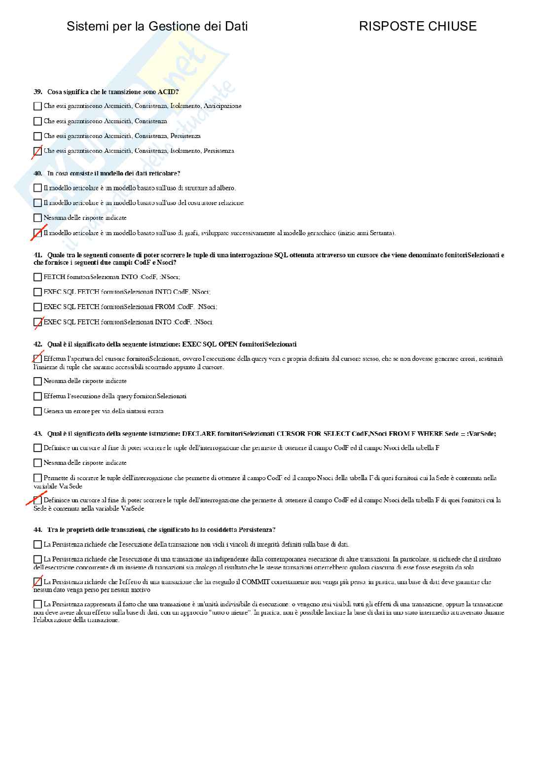 Sistemi per la gestione dei dati - Paniere compilato Pag. 26