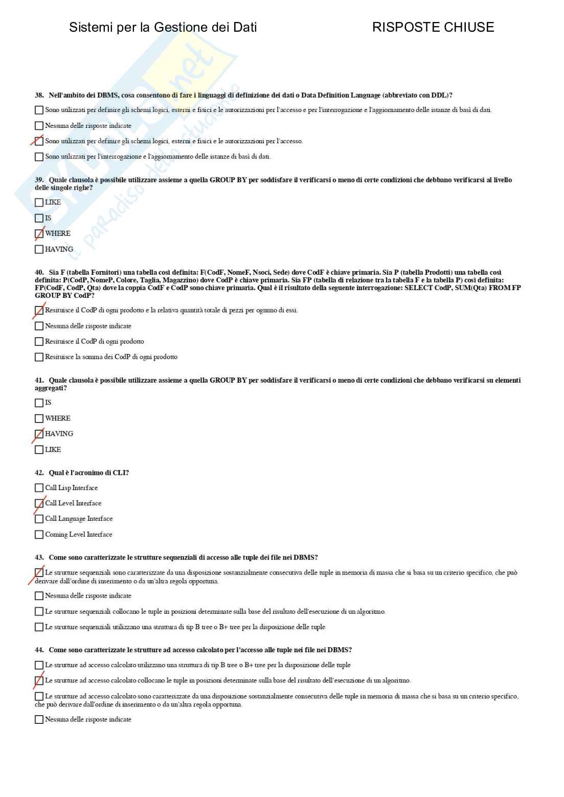 Sistemi per la gestione dei dati - Paniere compilato Pag. 36