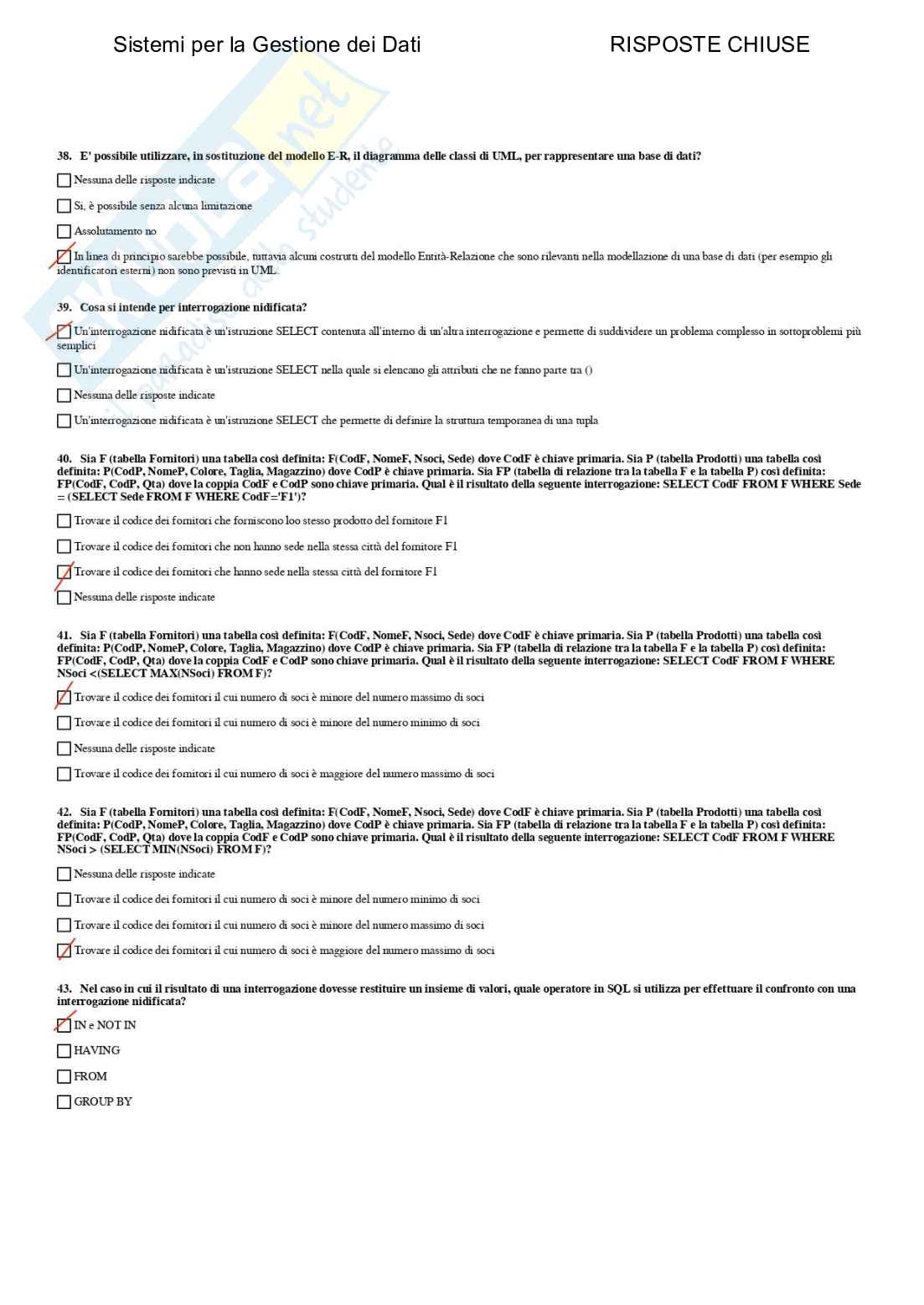 Sistemi per la gestione dei dati - Paniere compilato Pag. 46