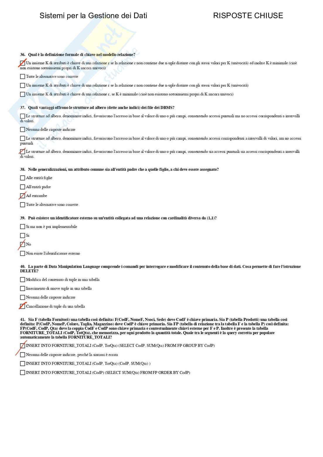 Sistemi per la gestione dei dati - Paniere compilato Pag. 56