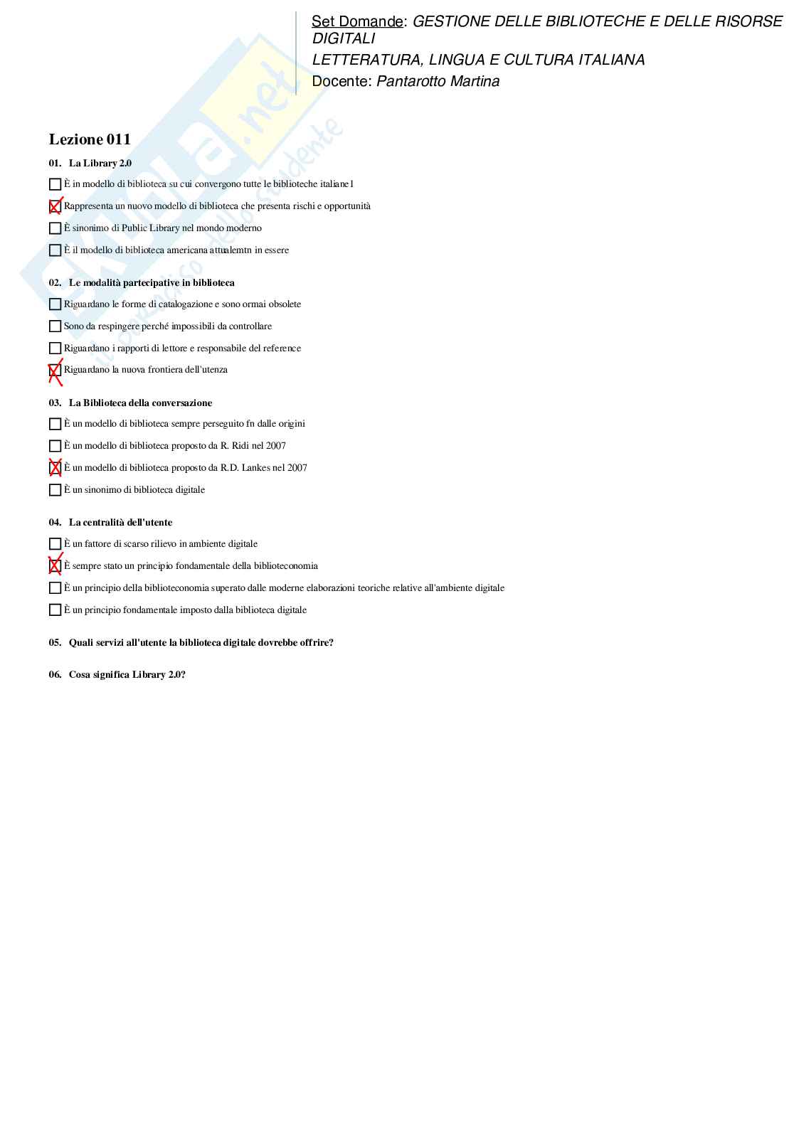 Paniere Gestione delle biblioteche e delle risorse digitali Pag. 11