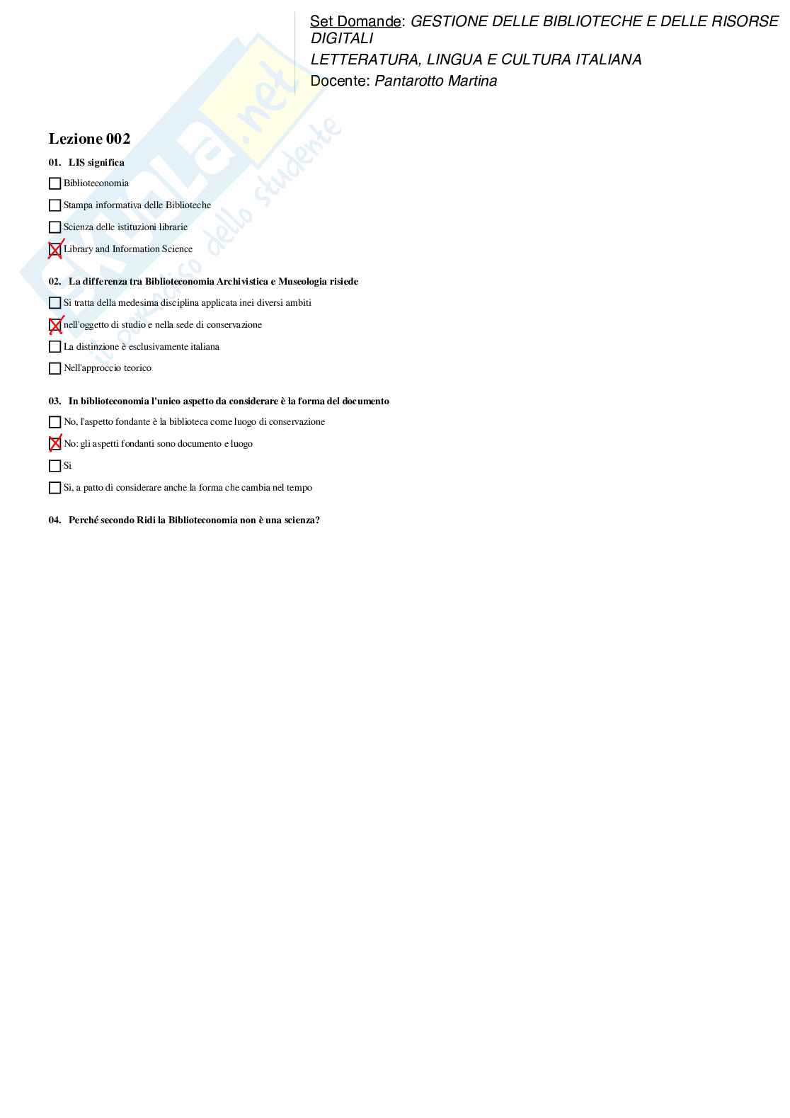 Paniere Gestione delle biblioteche e delle risorse digitali Pag. 2