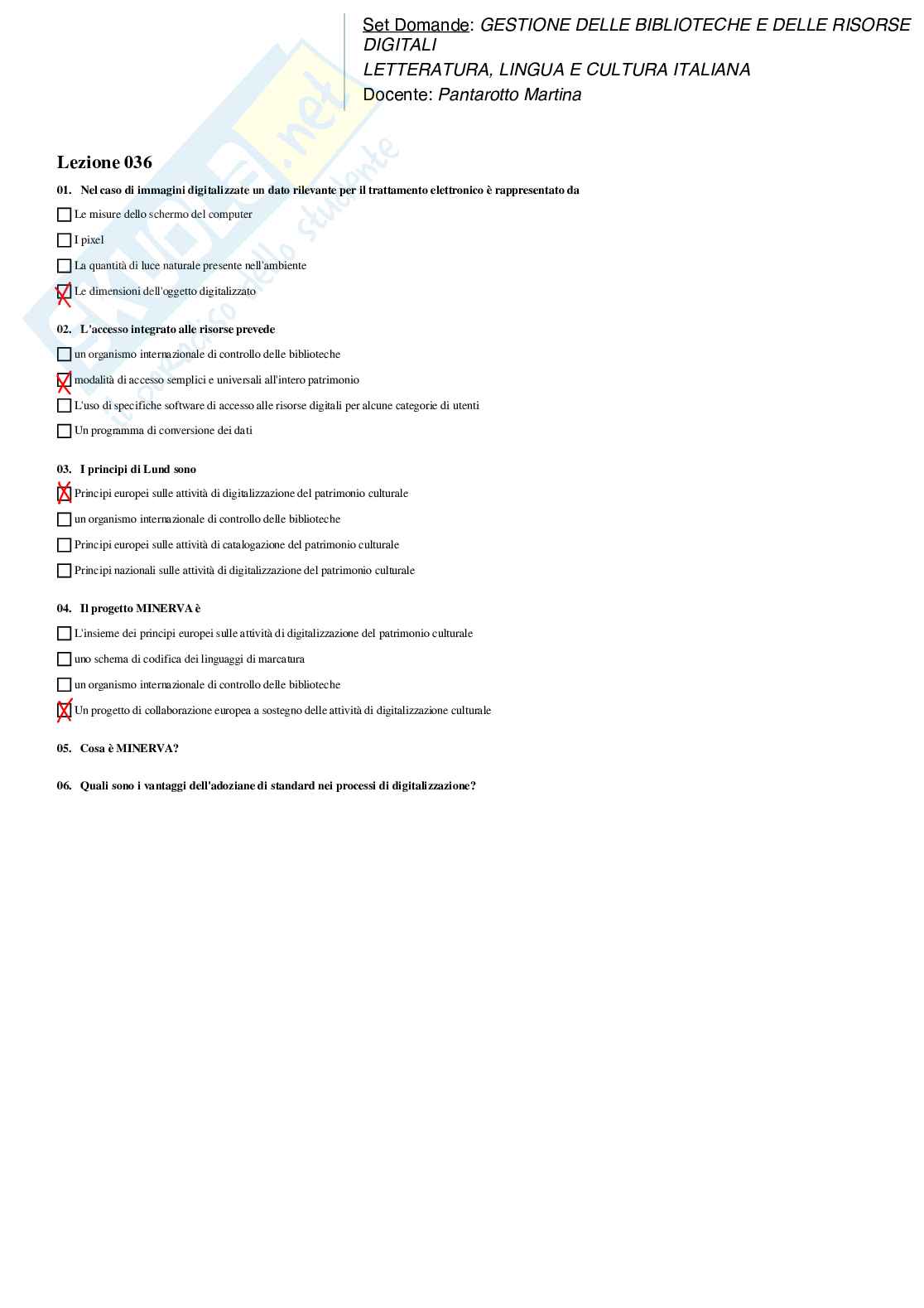 Paniere Gestione delle biblioteche e delle risorse digitali Pag. 36