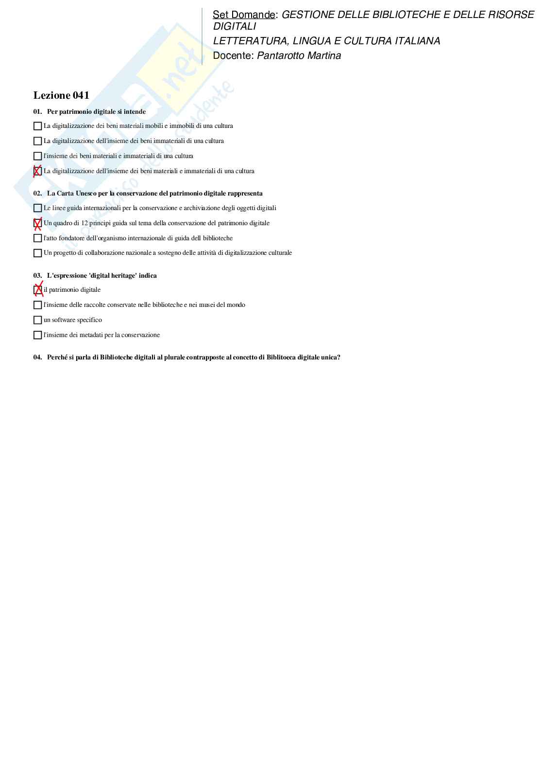 Paniere Gestione delle biblioteche e delle risorse digitali Pag. 41