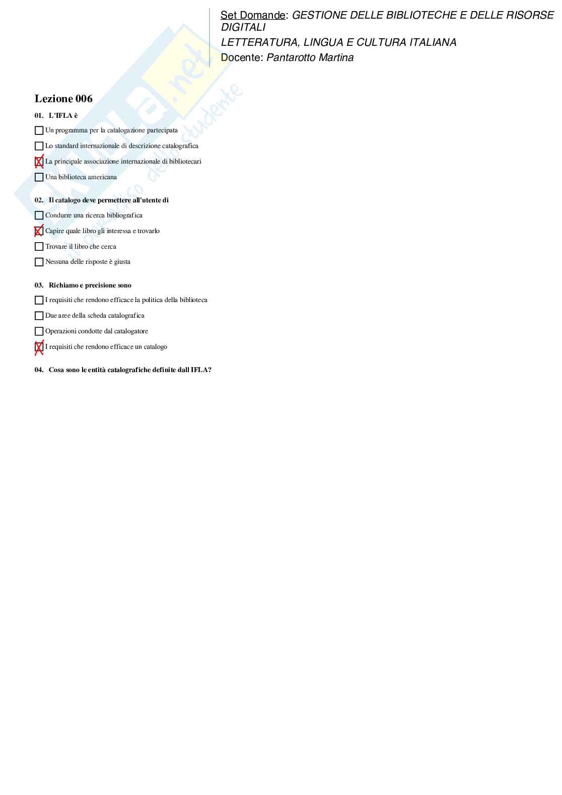 Paniere Gestione delle biblioteche e delle risorse digitali Pag. 6