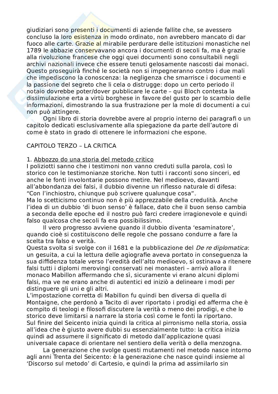 Riassunto esame Storia, Prof. Rimini Carlo Pirro, libro consigliato Apologia della storia, Bloch Pag. 11