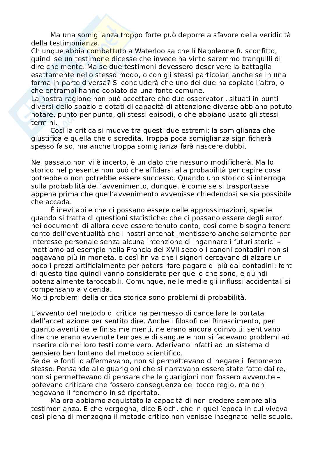 Riassunto esame Storia, Prof. Rimini Carlo Pirro, libro consigliato Apologia della storia, Bloch Pag. 16