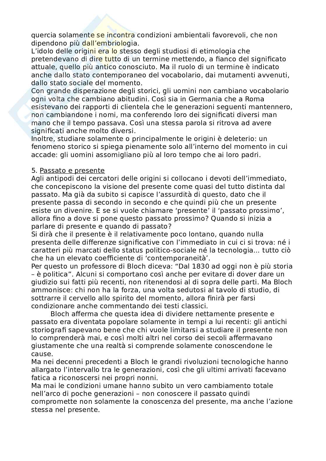 Riassunto esame Storia, Prof. Rimini Carlo Pirro, libro consigliato Apologia della storia, Bloch Pag. 6
