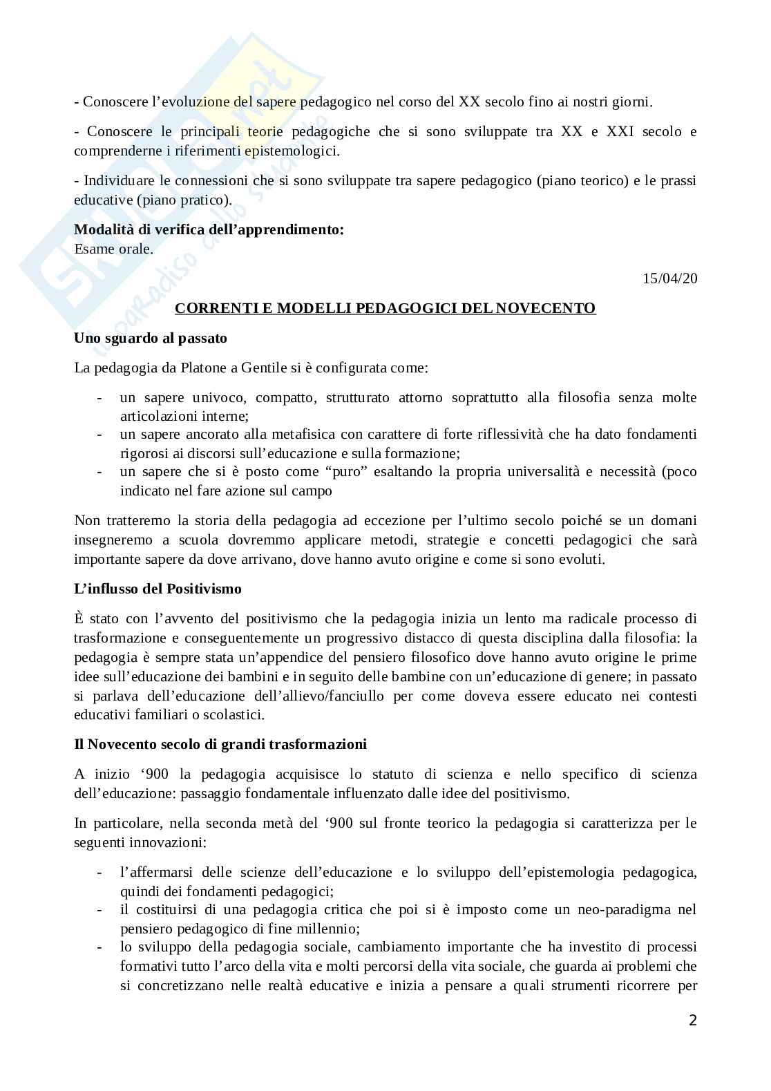 Pedagogia generale per l'insegnamento Pag. 2