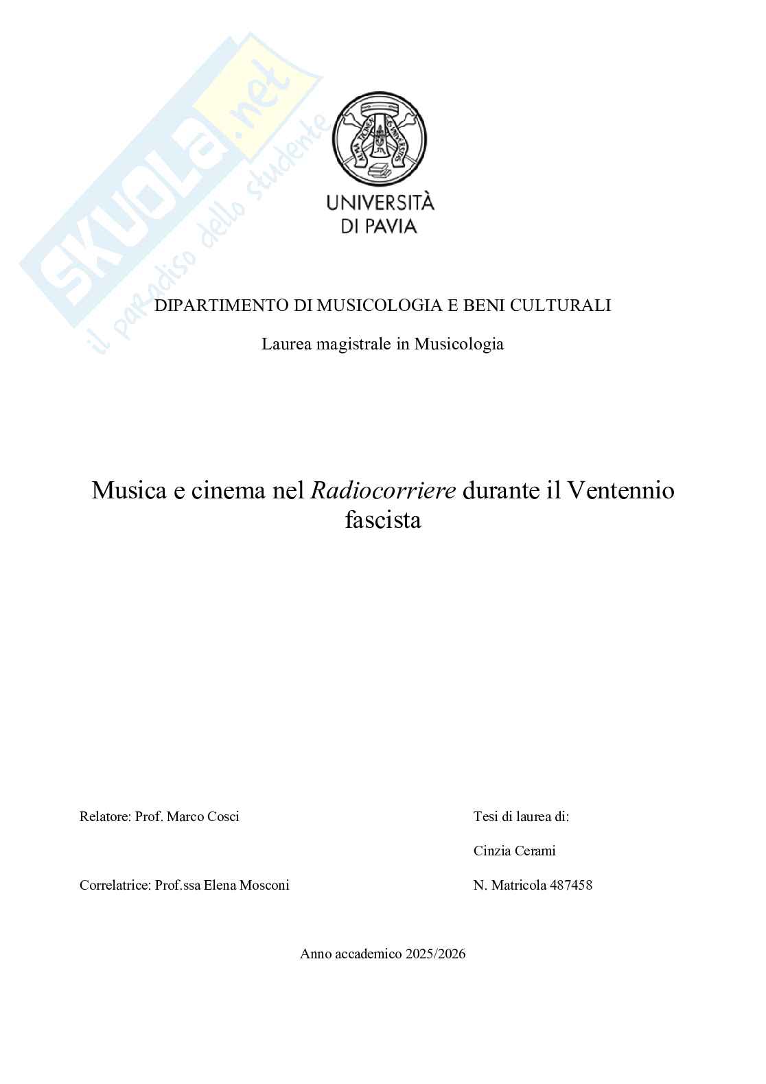 Musica e cinema nel Radiocorriere durante il Ventennio fascista Pag. 1
