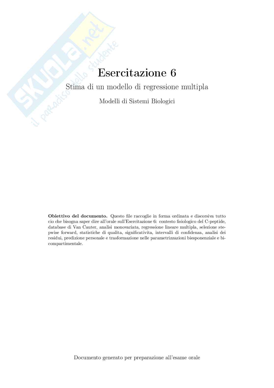 Esercitazione 6: regressione multipla e C-peptide Pag. 1