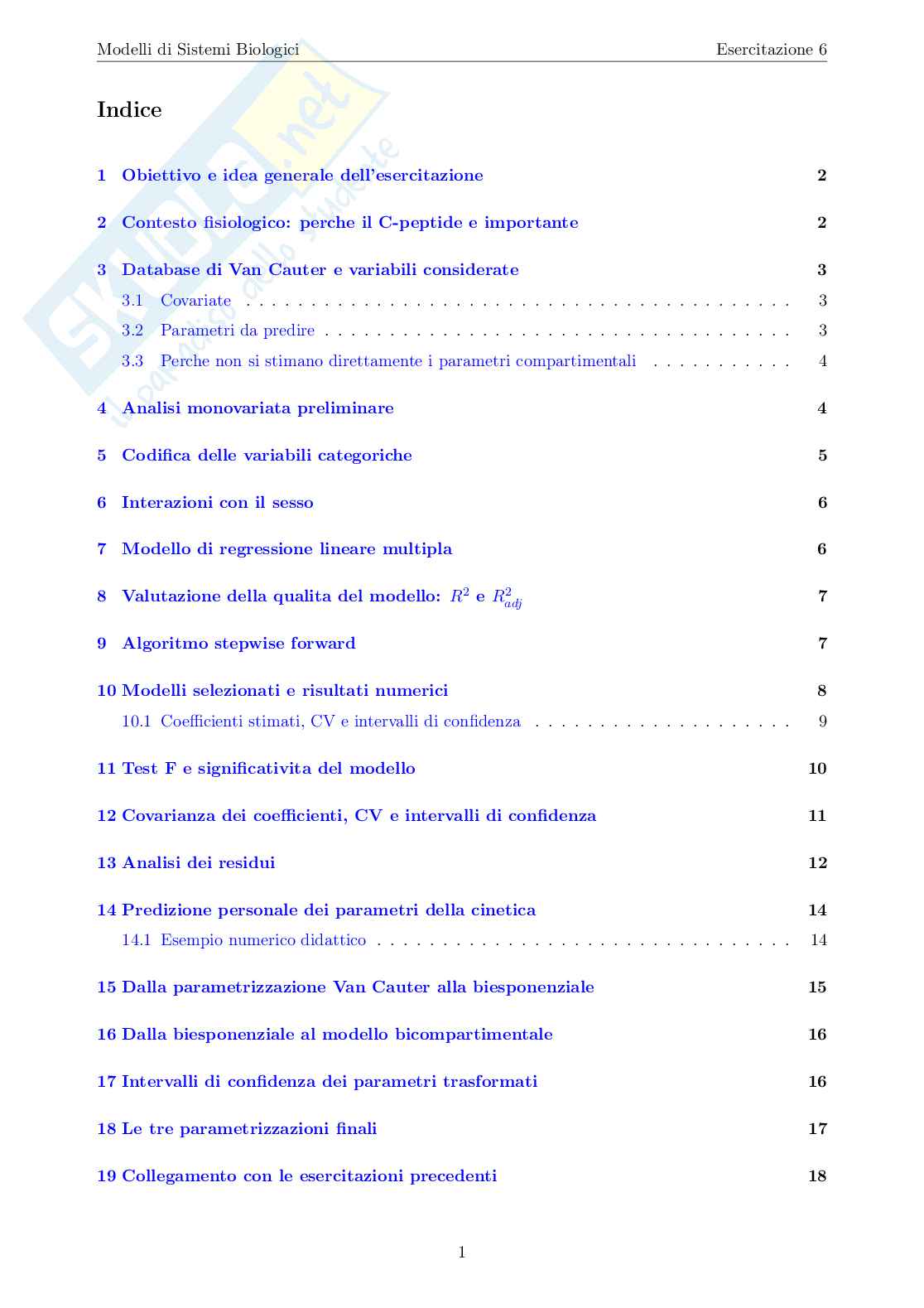 Esercitazione 6: regressione multipla e C-peptide Pag. 2