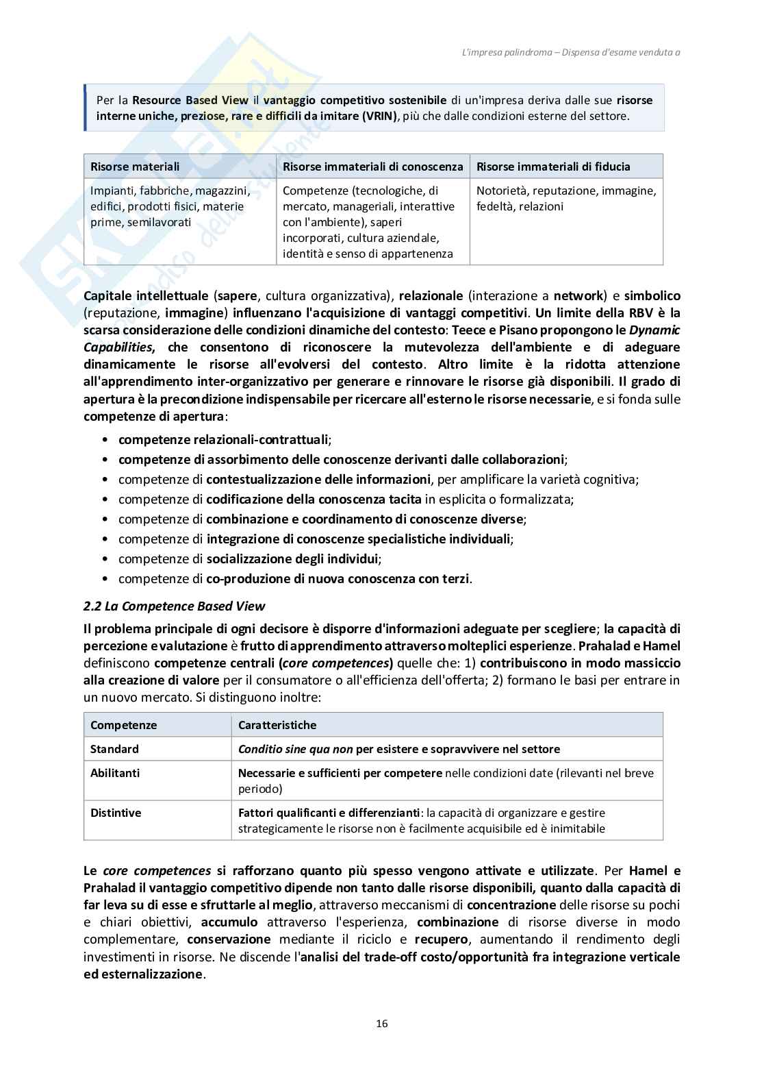 Riassunto esame Governo e gestione delle organizzazioni nell'evoluzione digitale, Prof. Santovito Savino, libro consigliato L'Impresa palindroma, Savino Pag. 16