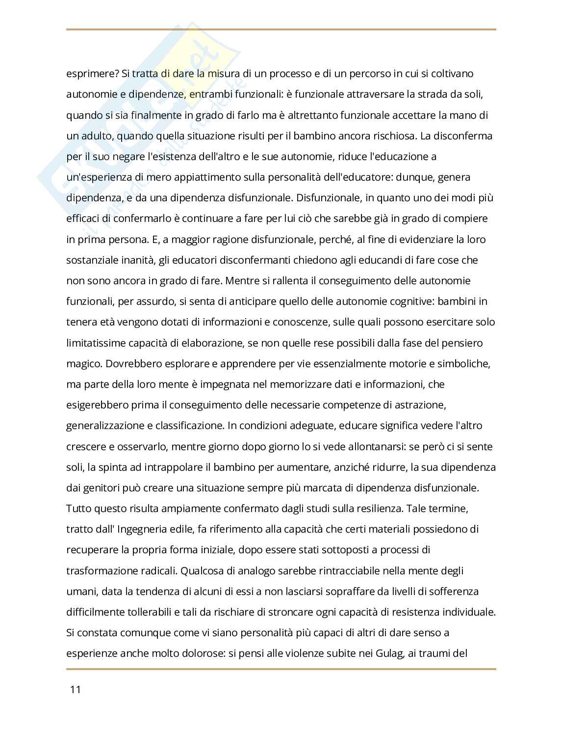 Riassunto esame Pedagogia generale e sociale, Prof. Fabbri Maurizio, libro consigliato Essere insegnanti,essere genitori, Maurizio Fabbri Pag. 11