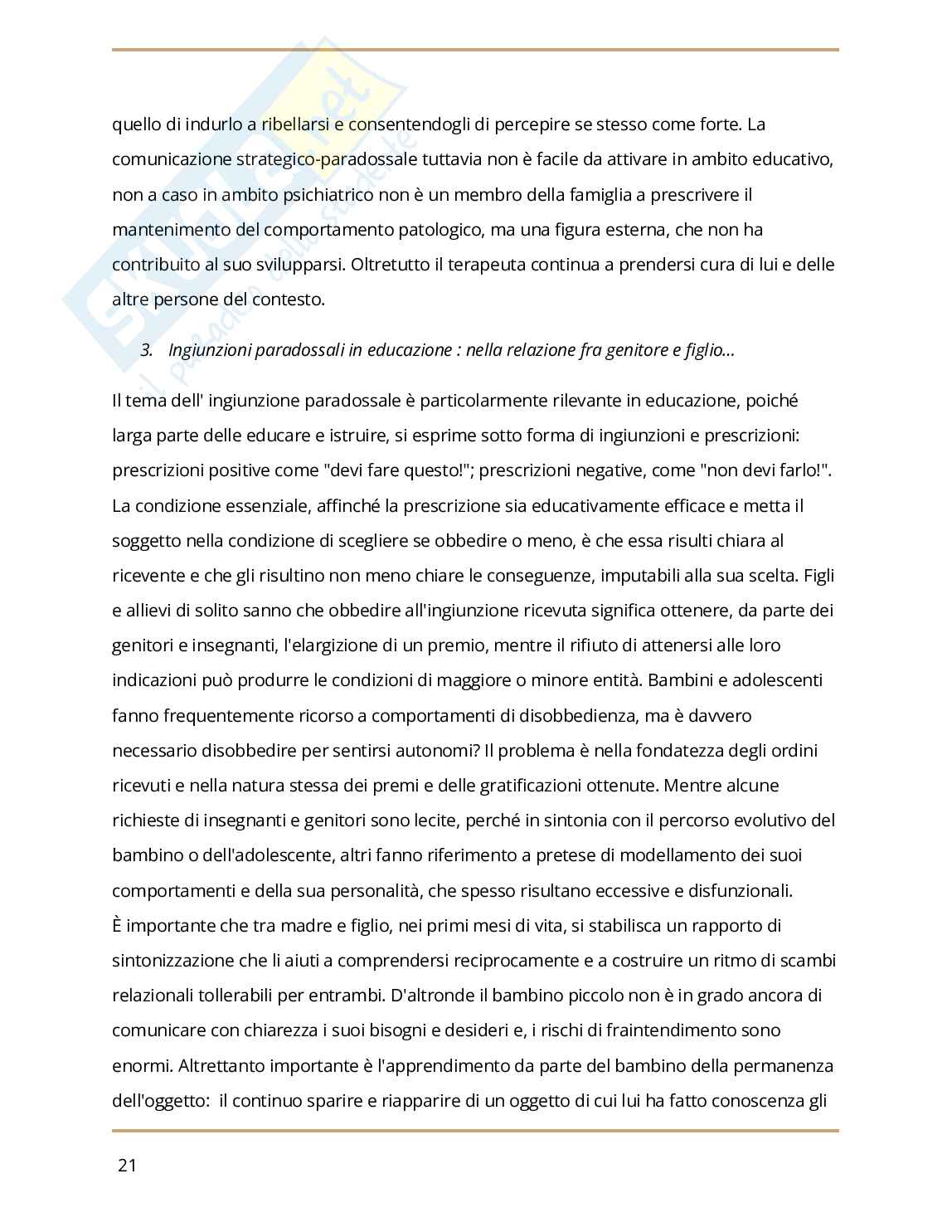 Riassunto esame Pedagogia generale e sociale, Prof. Fabbri Maurizio, libro consigliato Essere insegnanti,essere genitori, Maurizio Fabbri Pag. 21