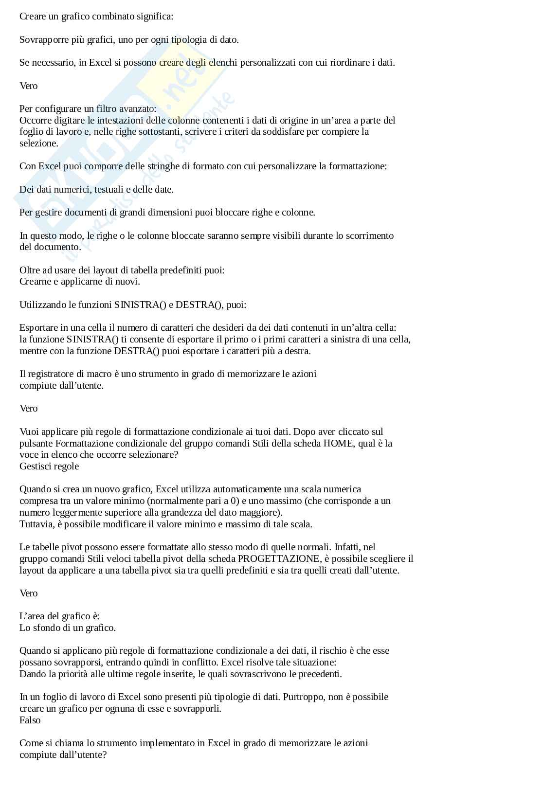 Eipass 7 moduli - Modulo 6: foglio di calcolo - Excel(Guida su macro, grafici e funzioni utili). Aggiornato e completo  Pag. 6