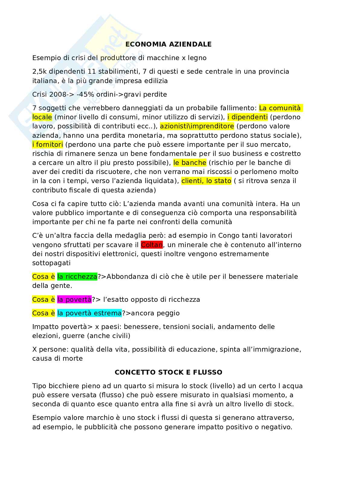Economia aziendale - Primo parziale Pag. 1
