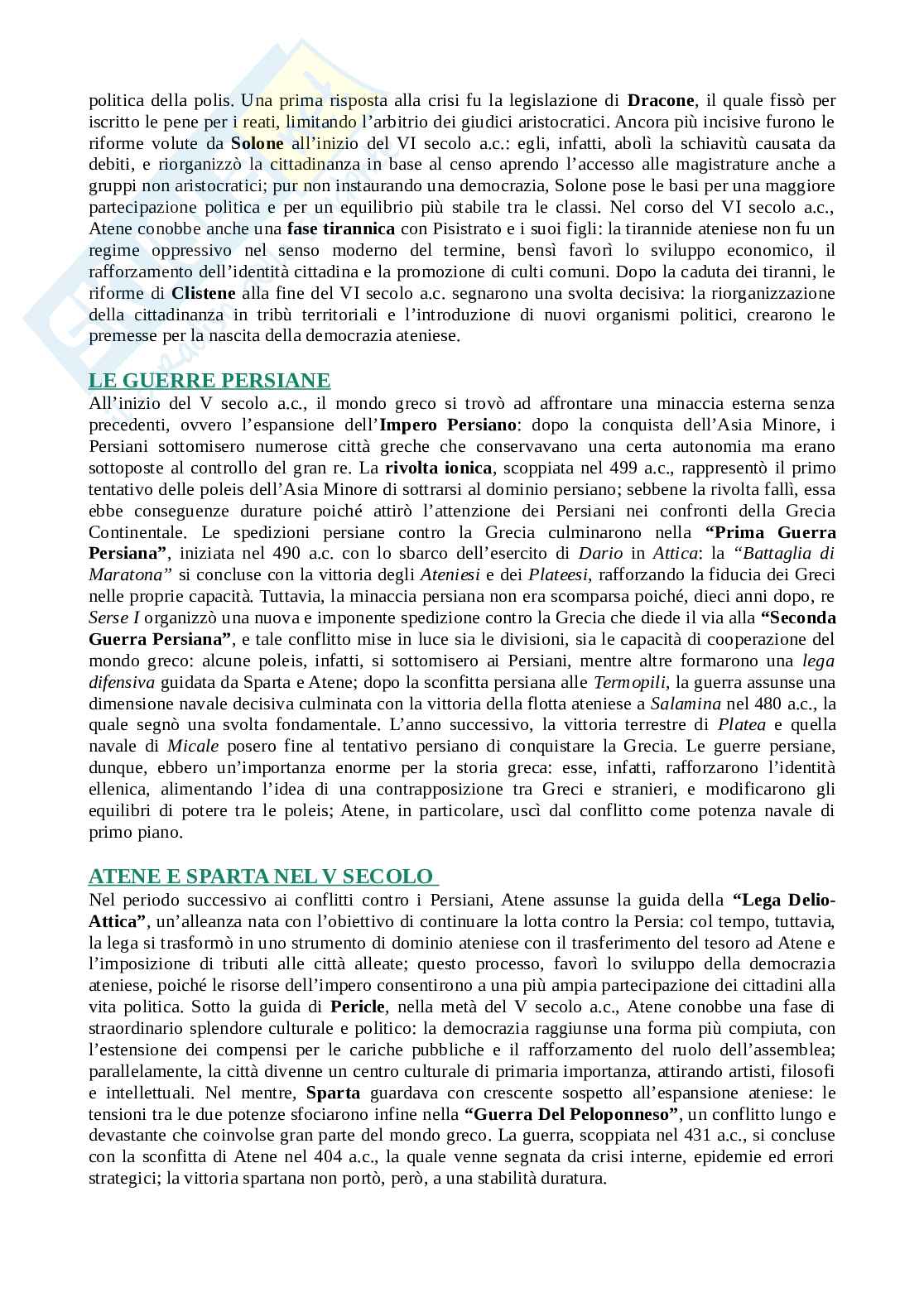 Riassunto esame Storia greca, Prof. Guizzi Francesco, libro consigliato Storia greca, Guizzi Pag. 6