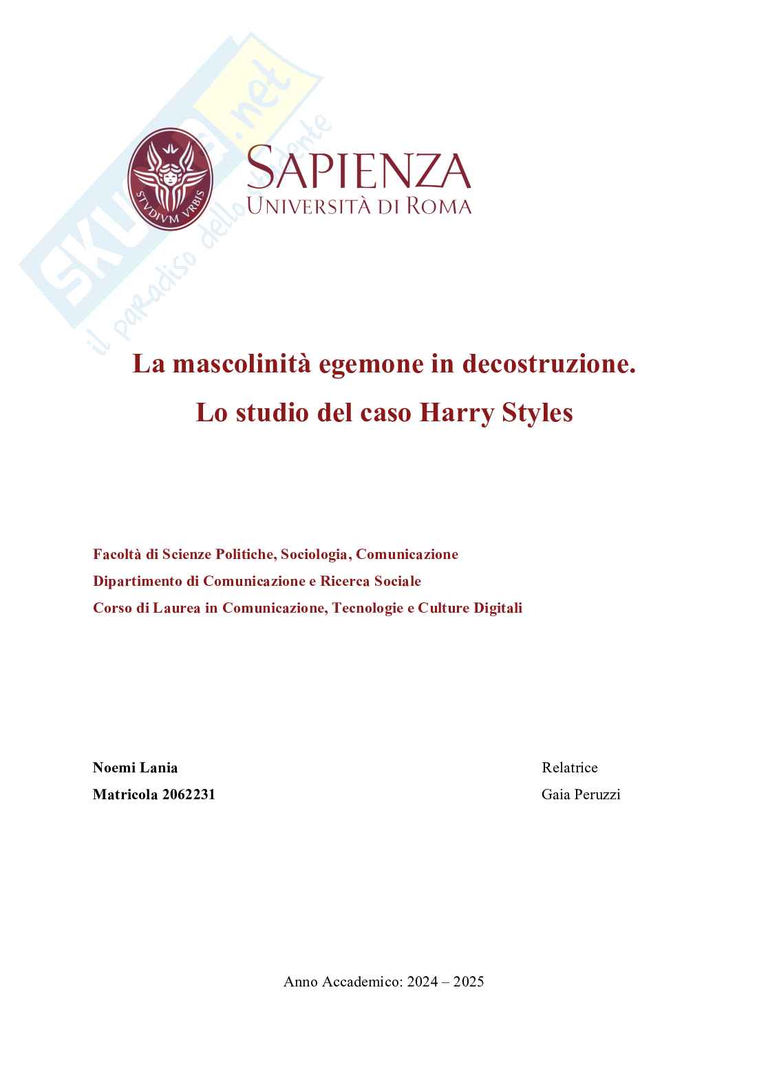 Mascolinità egemone in decostruzione. Lo studio del caso Harry Styles Pag. 1