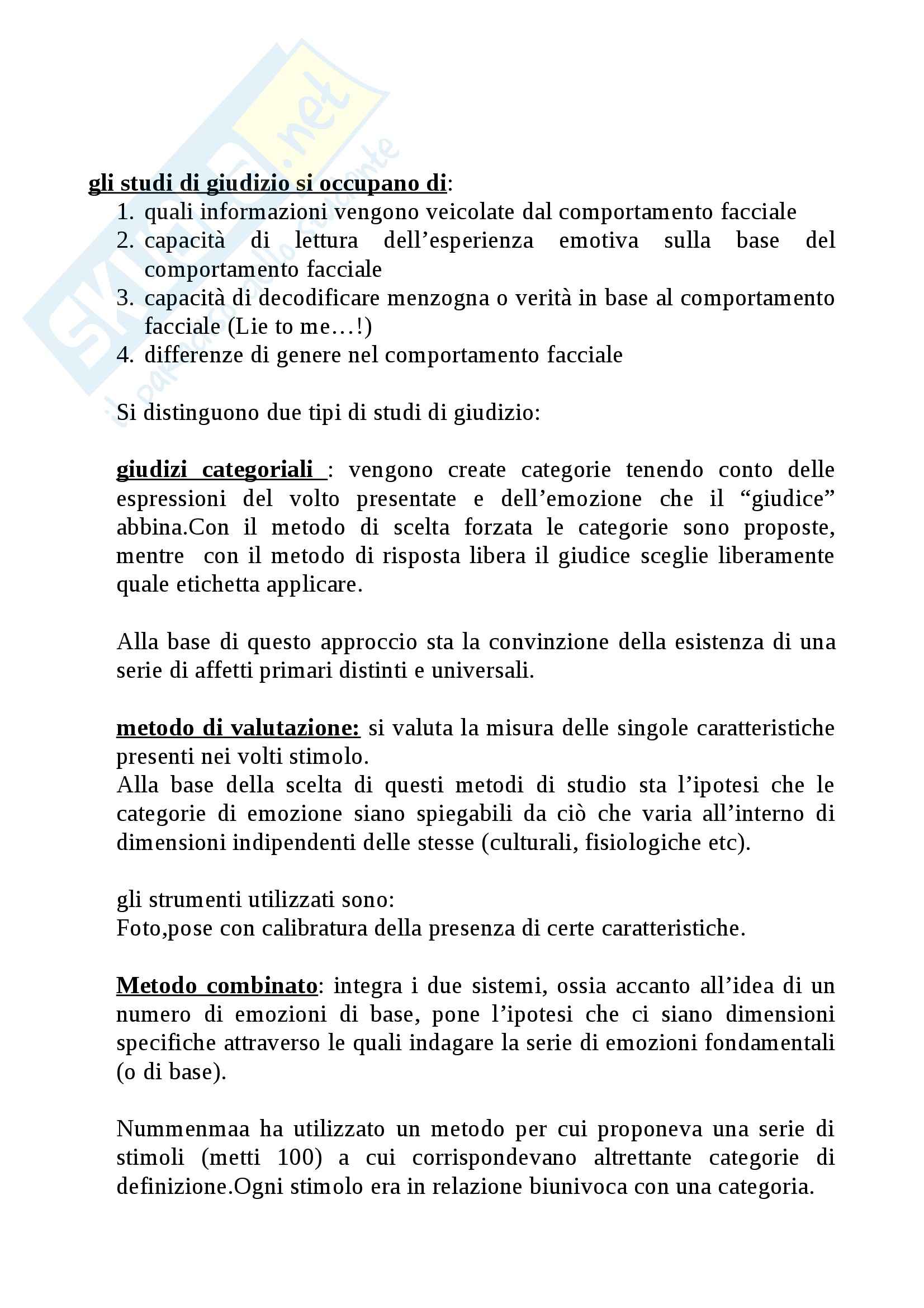 Riassunto esame Comunicazione Interpersonale, prof. Garotti, libro consigliato Psicologia delle Espressioni facciali, Russell Pag. 6