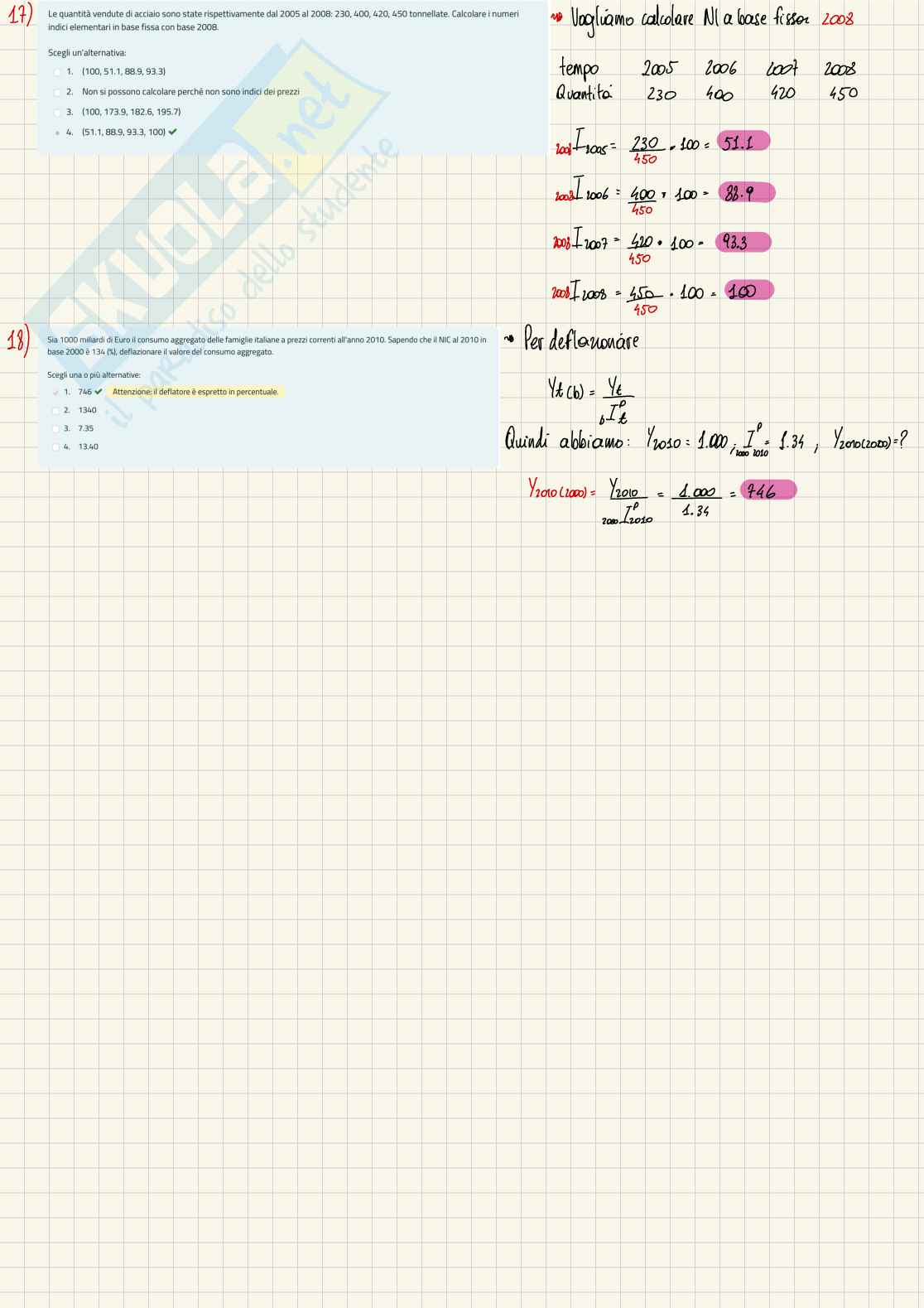 Esercitazioni quiz Statistica economica Pag. 6