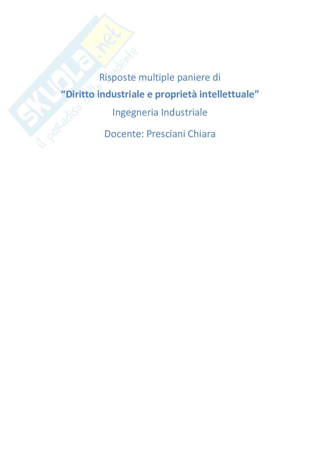 Risposte multiple paniere di diritto industriale e proprieta intellettuali Pag. 1