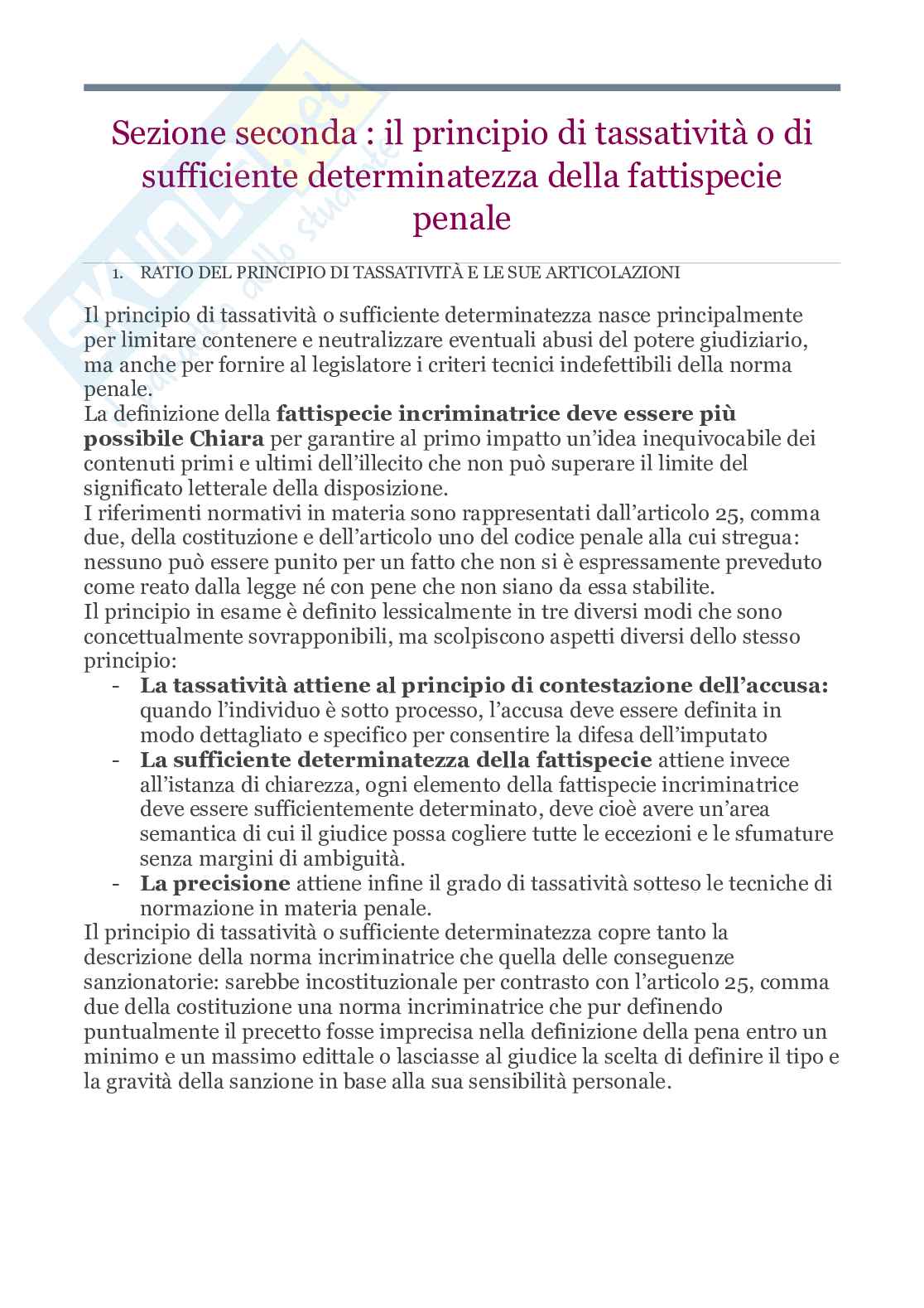 Riassunto esame Diritto penale, Prof. Risicato Lucia, libro consigliato Lezioni di diritto penale , Risicato  Pag. 1
