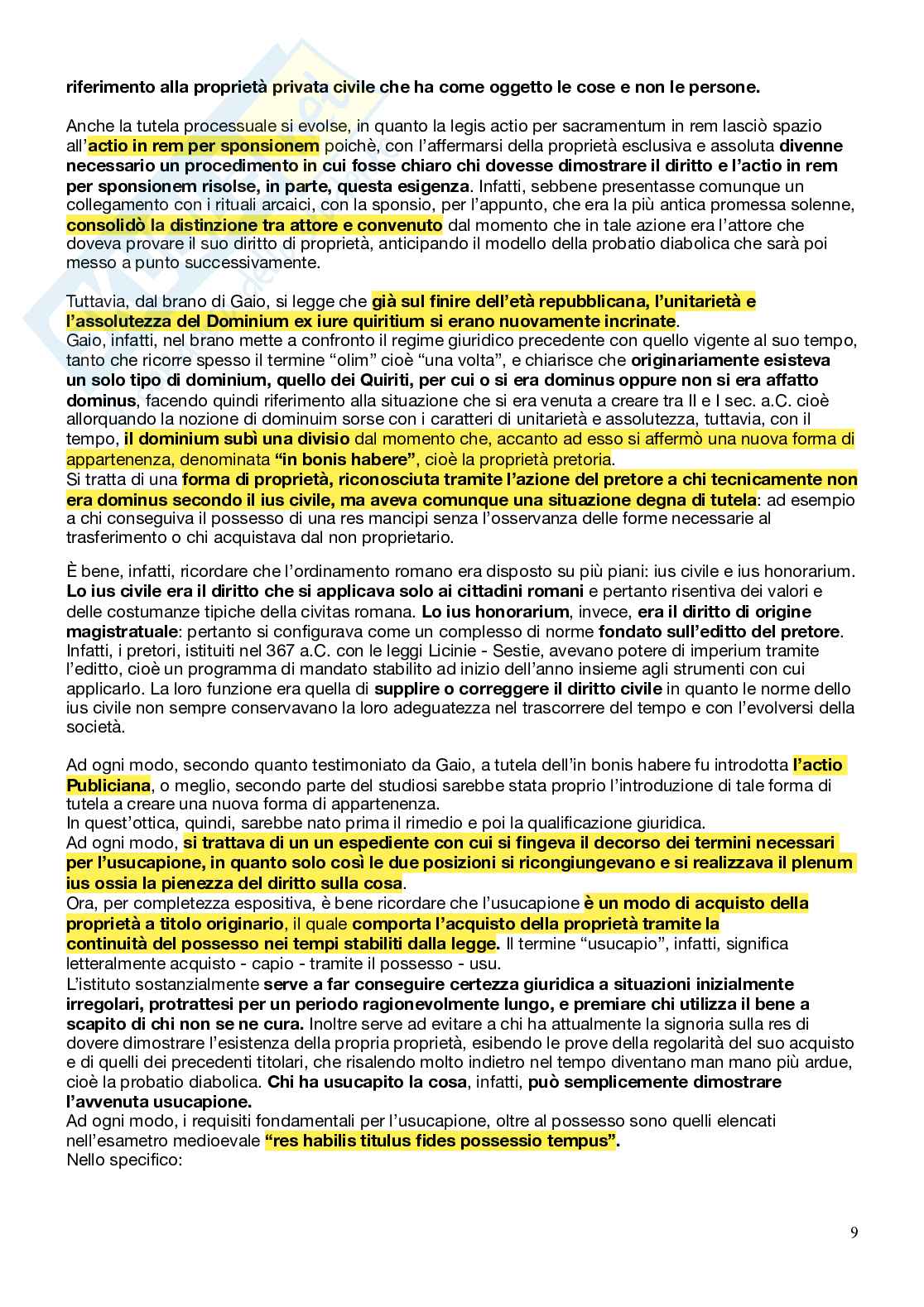 Riassunto esame Istituzioni di diritto romano, Prof. Carro Valeria, libro consigliato In tema di proprietà: il modello romano nella tradizione giuridica, Solidoro, Miceli Pag. 11