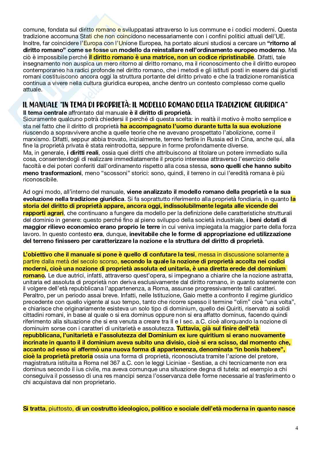 Riassunto esame Istituzioni di diritto romano, Prof. Carro Valeria, libro consigliato In tema di proprietà: il modello romano nella tradizione giuridica, Solidoro, Miceli Pag. 6