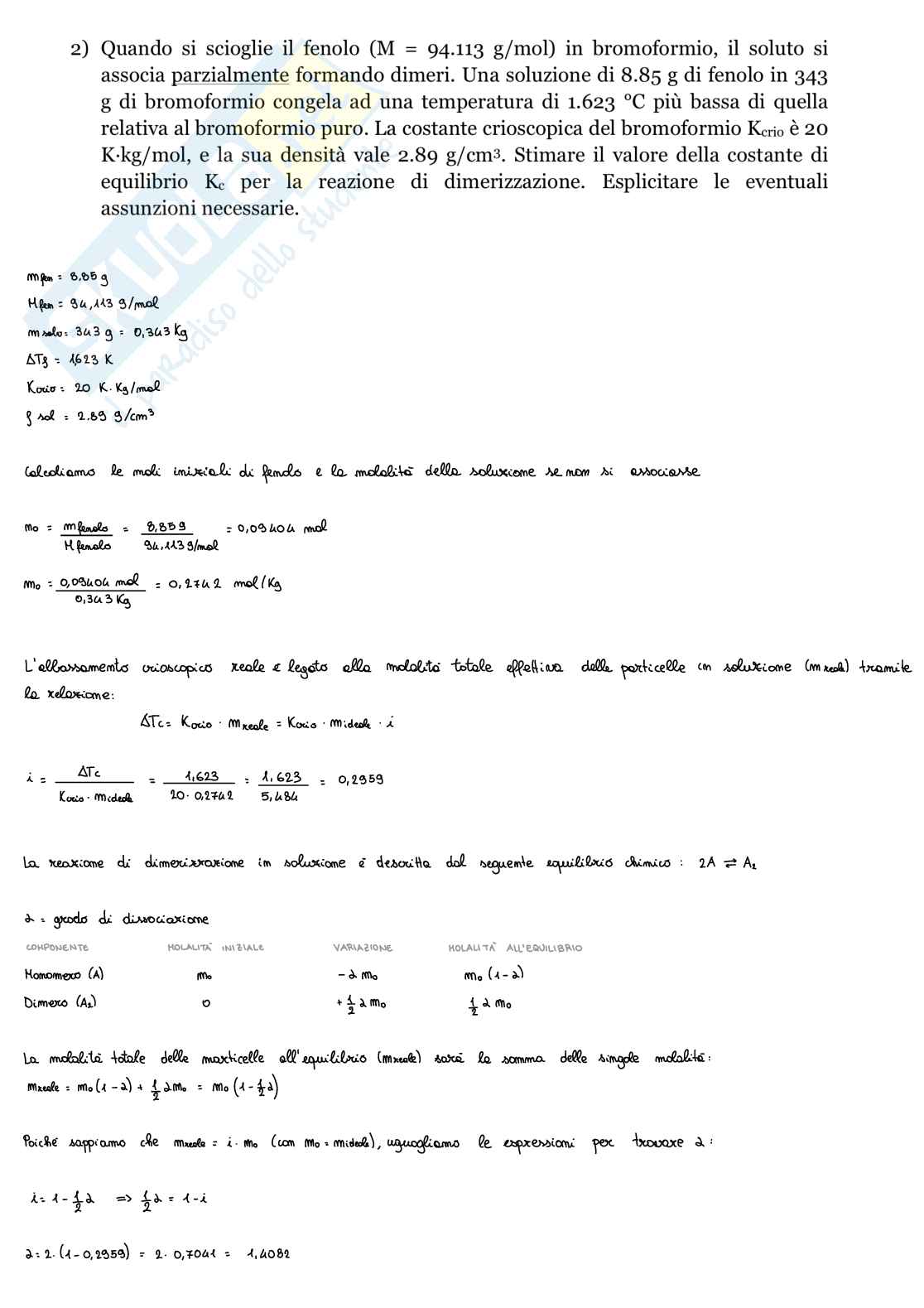 Esame svolto di Chimica fisica applicata - febbraio 2018 e luglio 2017 Pag. 2