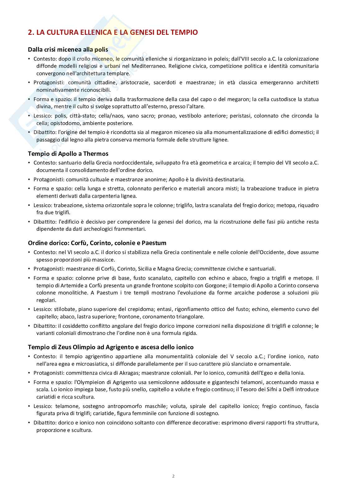 Architettura greca e romana: Elementi di architettura e urbanistica Pag. 2