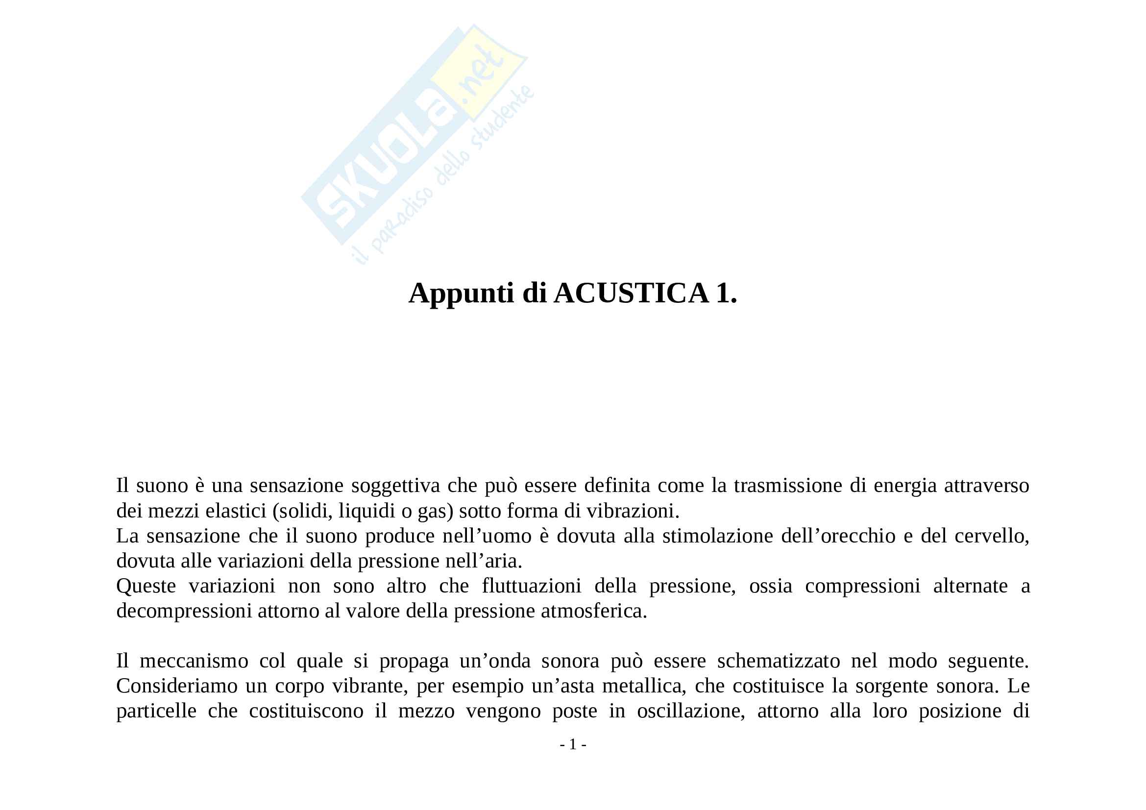 Appunti su lezione Acustica 1 Pag. 1