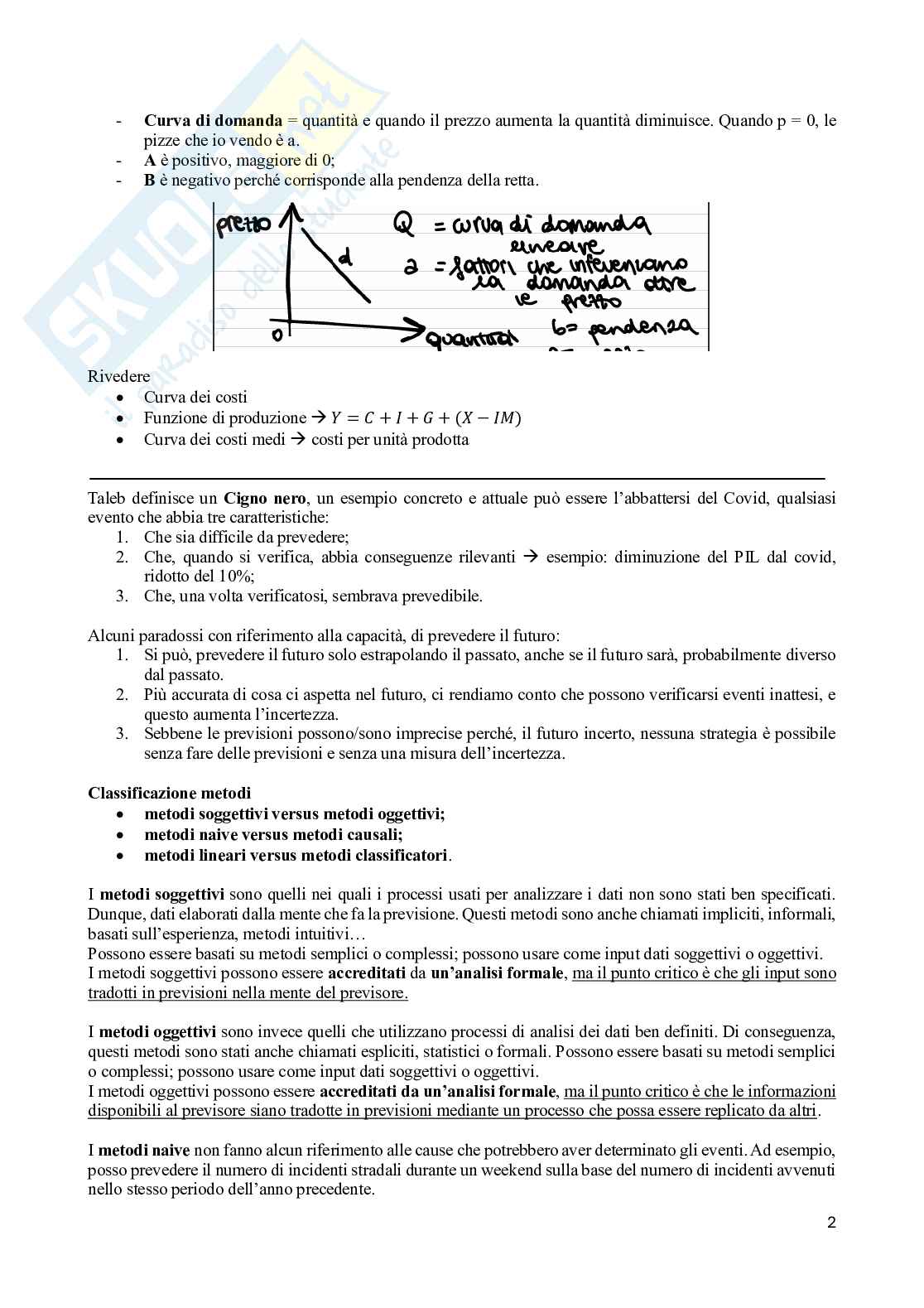 Appunti di Analisi e previsioni economiche Pag. 2