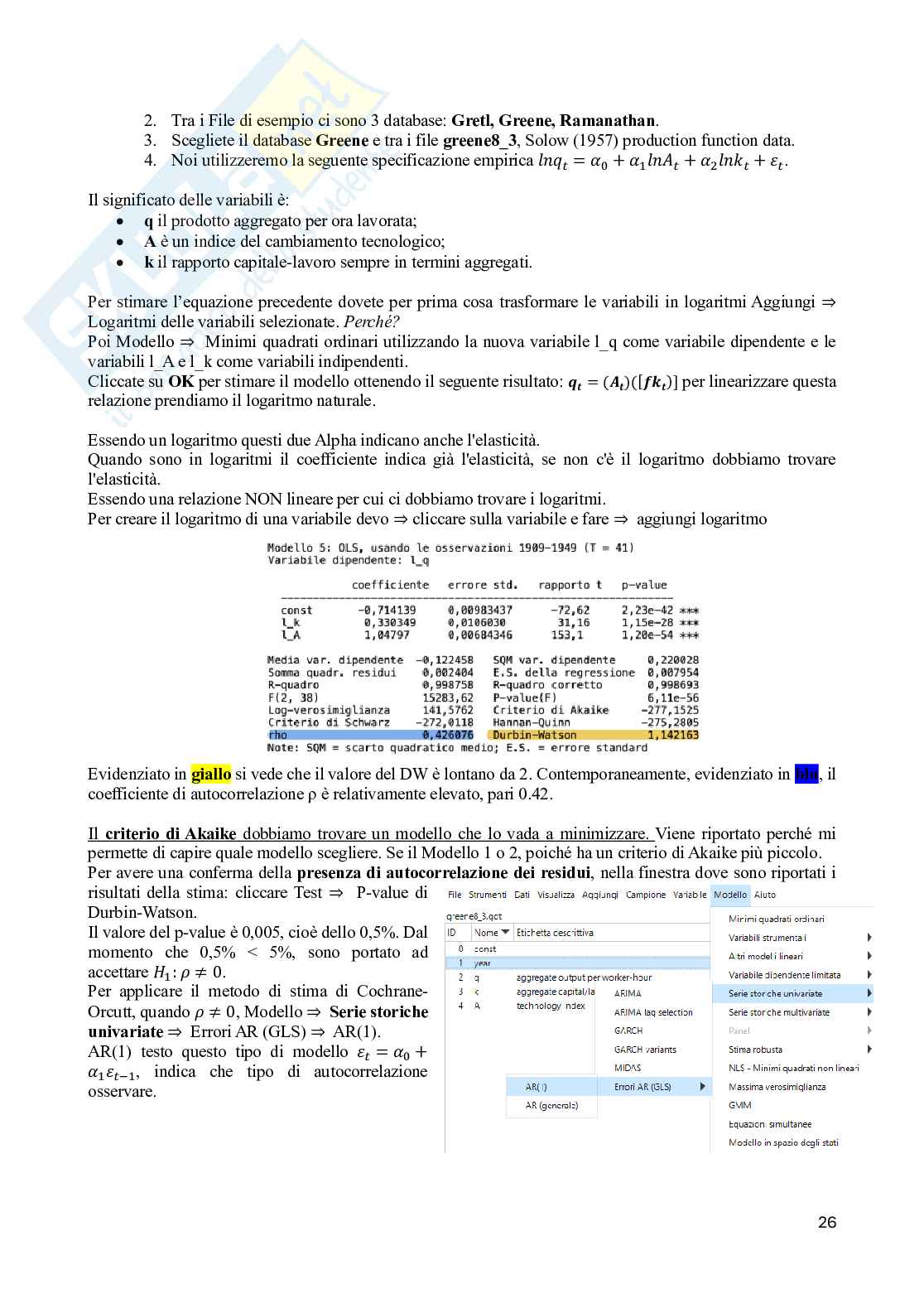 Appunti di Analisi e previsioni economiche Pag. 26
