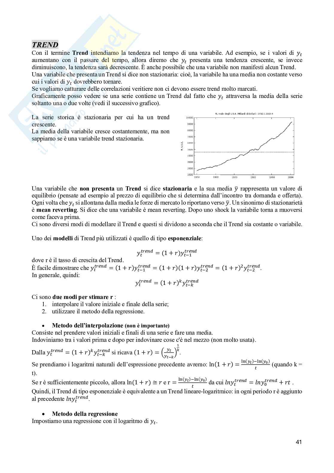 Appunti di Analisi e previsioni economiche Pag. 41