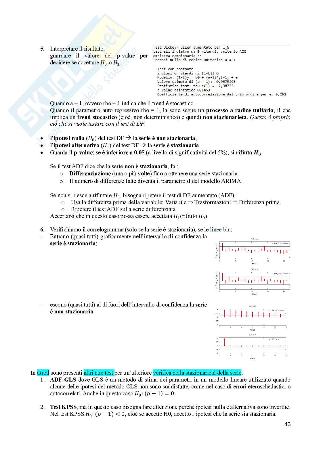 Appunti di Analisi e previsioni economiche Pag. 46