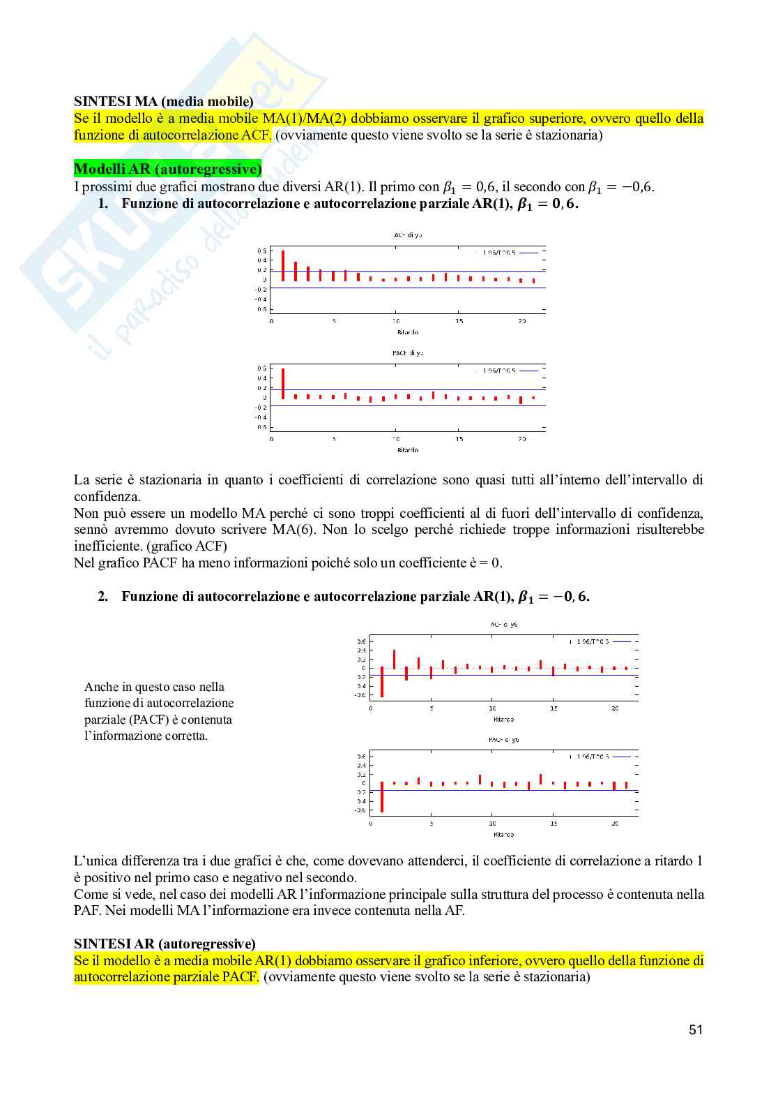 Appunti di Analisi e previsioni economiche Pag. 51