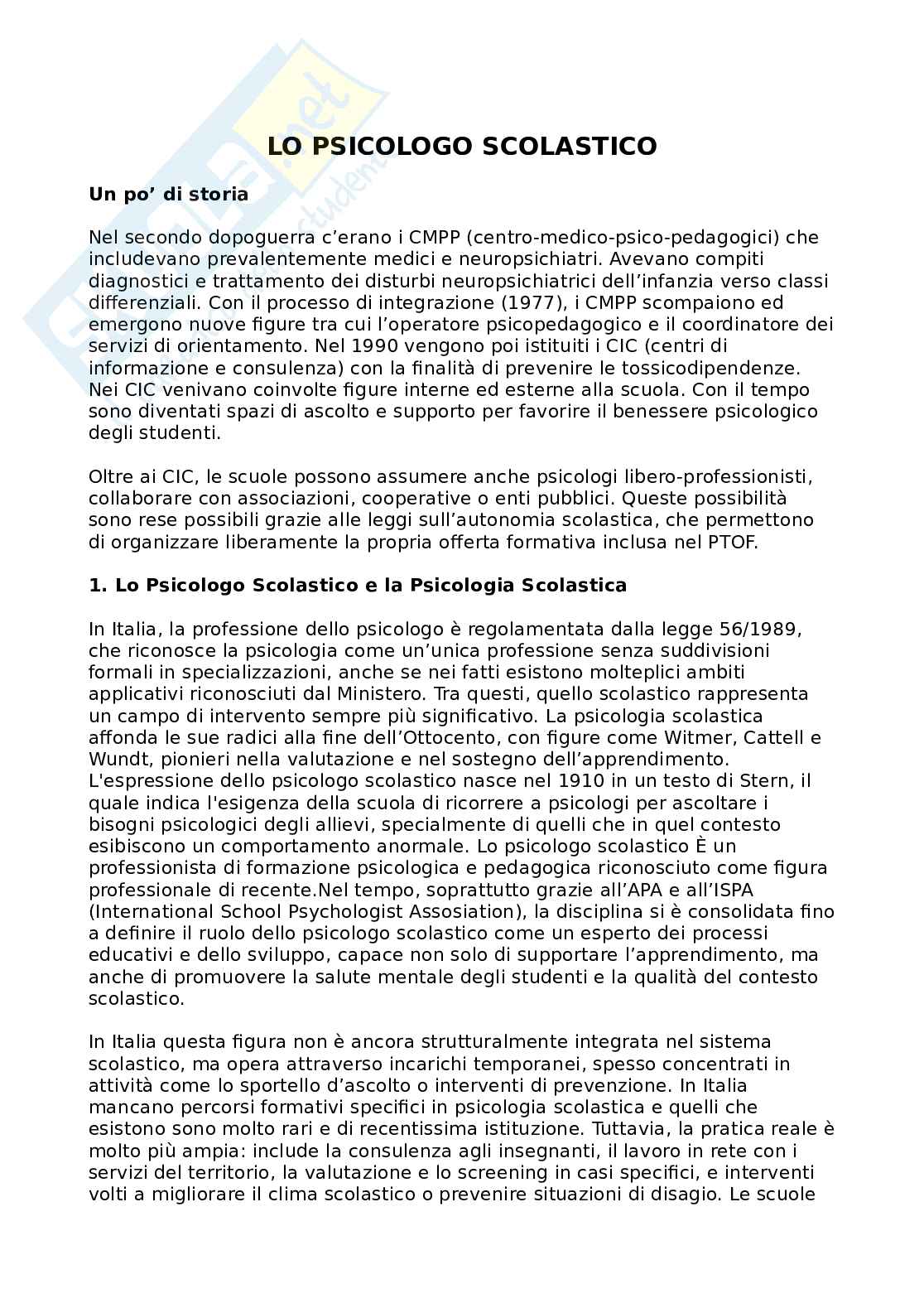 Psicologia scolastica Pag. 1