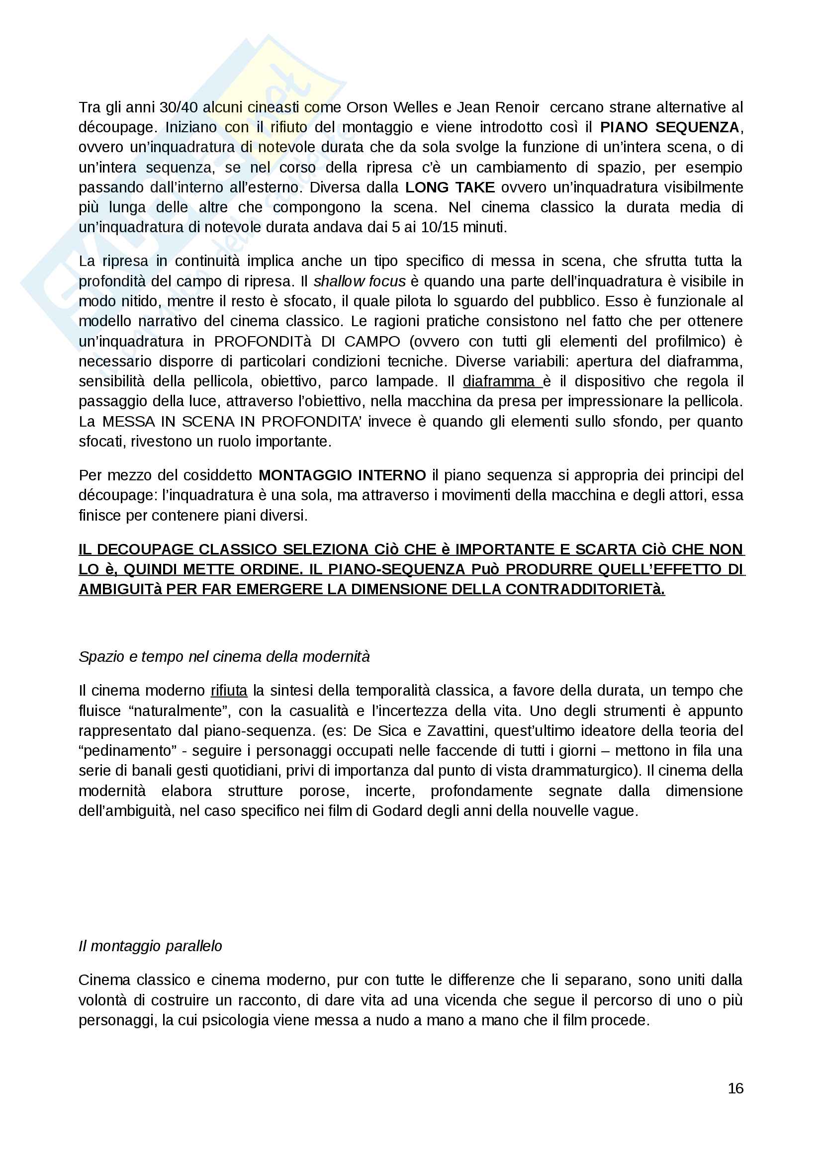 Riassunto esame storia del cinema, prof. G.Alonge. Libro consigliato Il cinema: tecnica e linguaggio. Un'introduzione, G.Alonge Pag. 16