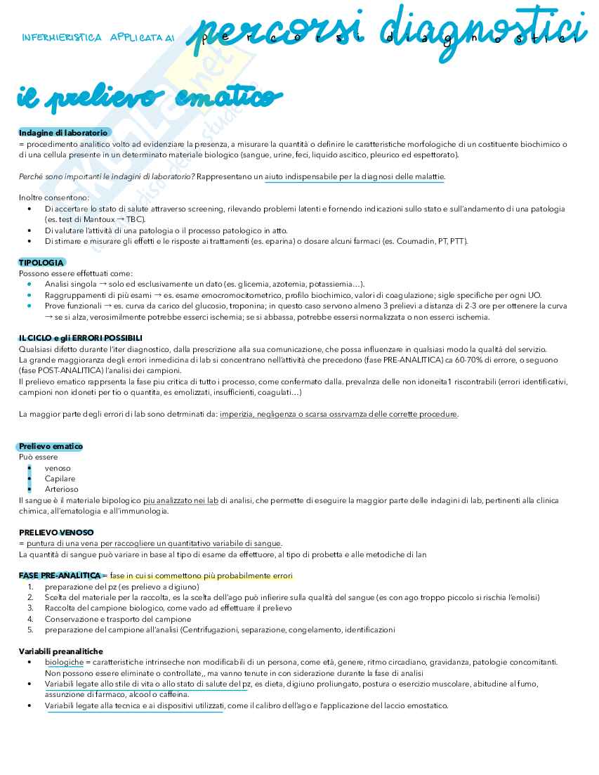 Infermieristica applicata ai percorsi diagnostici terapeutici assistenziali Pag. 1